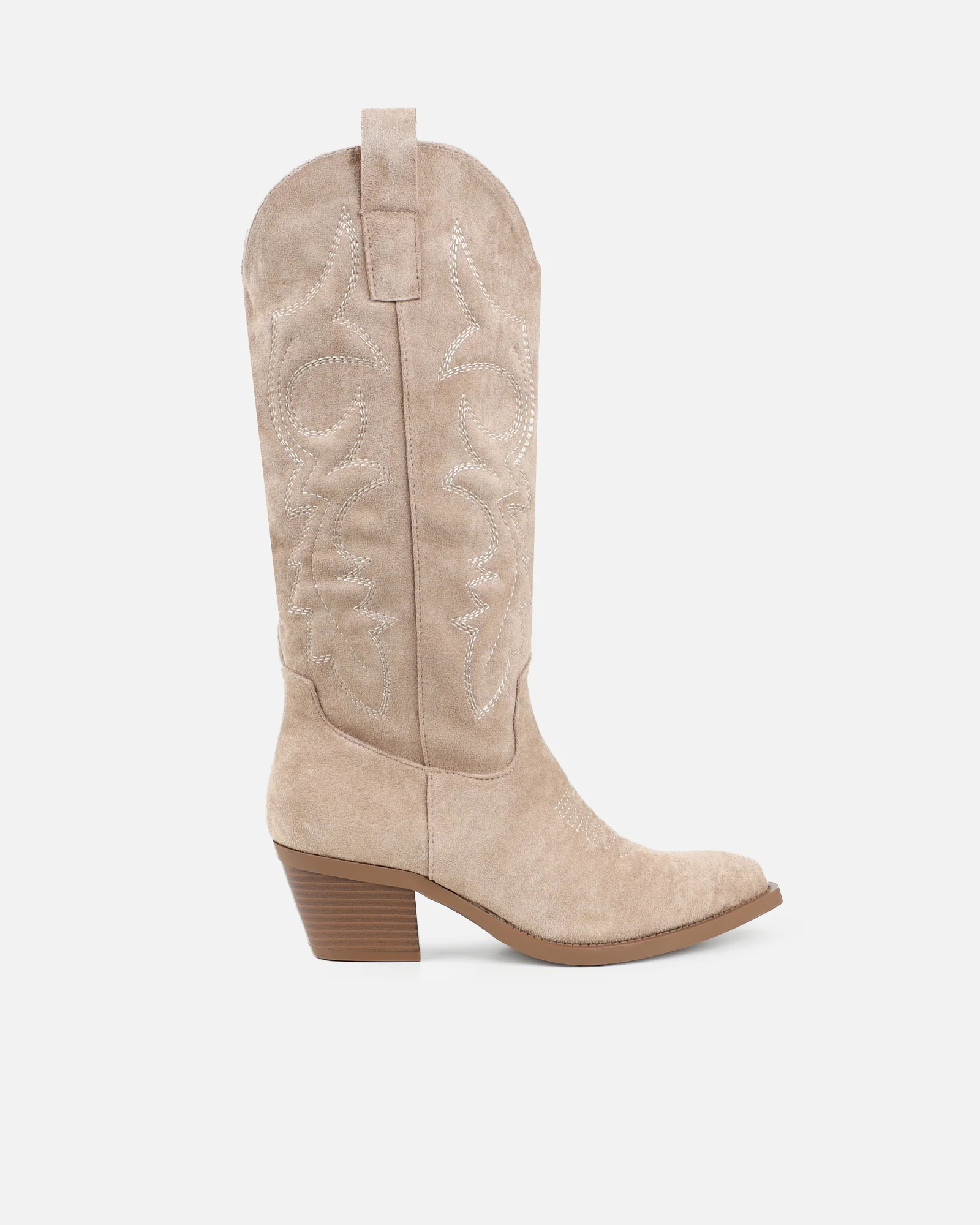 Marsha Beige Suede Embroidered Western Calf Boot - Image 2