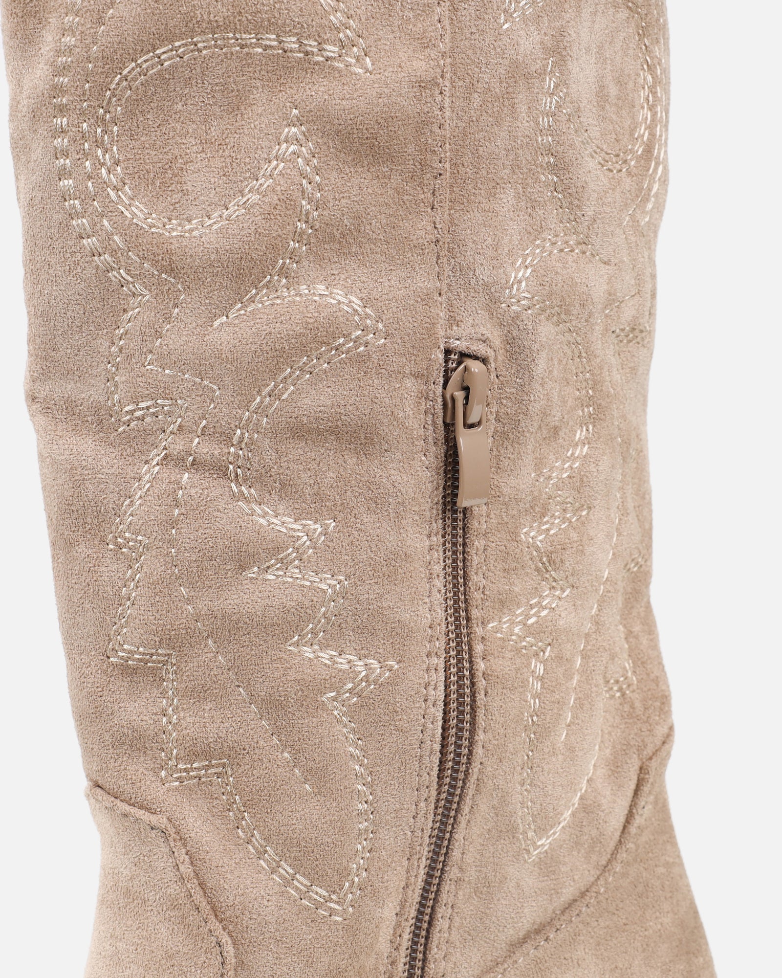 Marsha Beige Suede Embroidered Western Calf Boot - Image 3