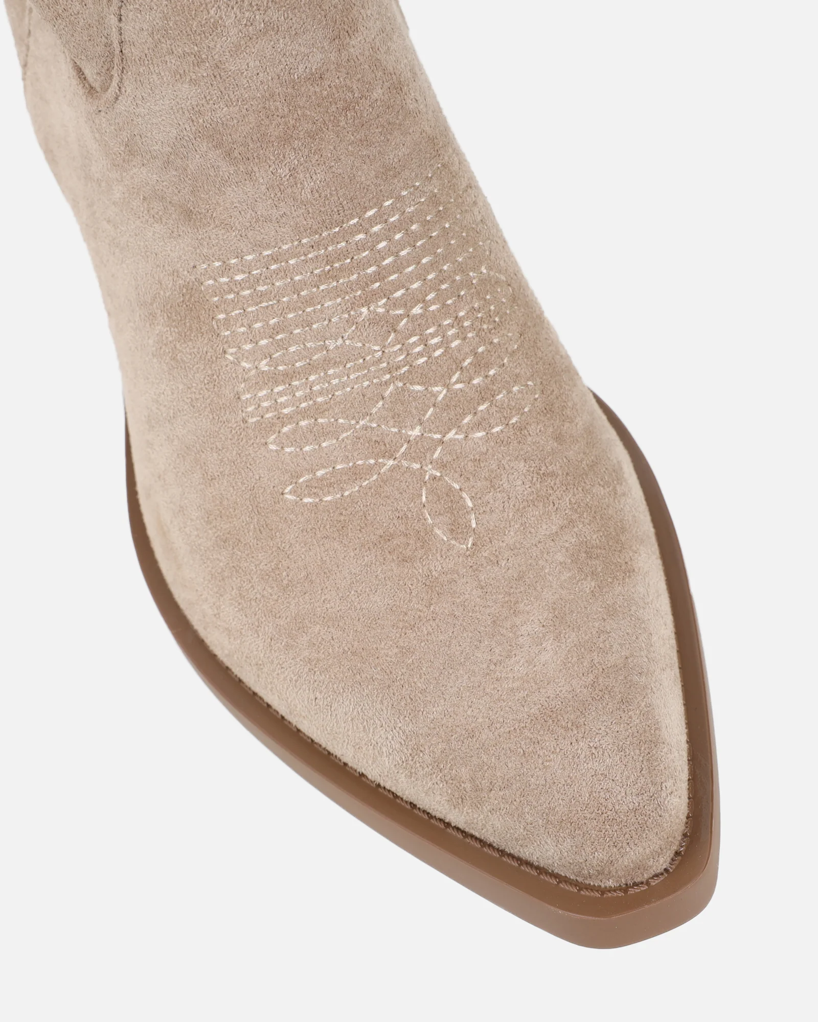 Marsha Beige Suede Embroidered Western Calf Boot - Image 4