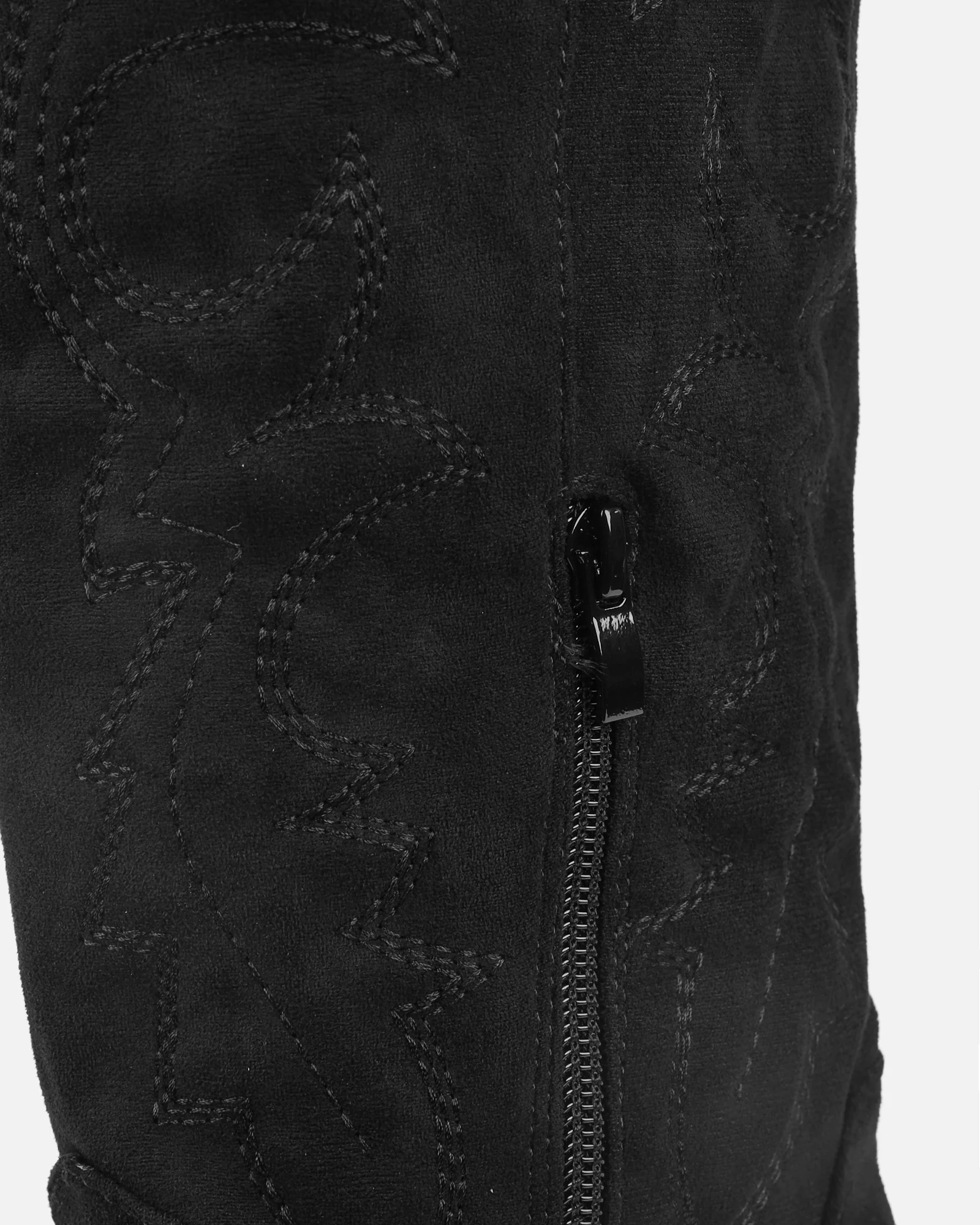 Marsha Black Suede Embroidered Western Calf Boot - Image 3
