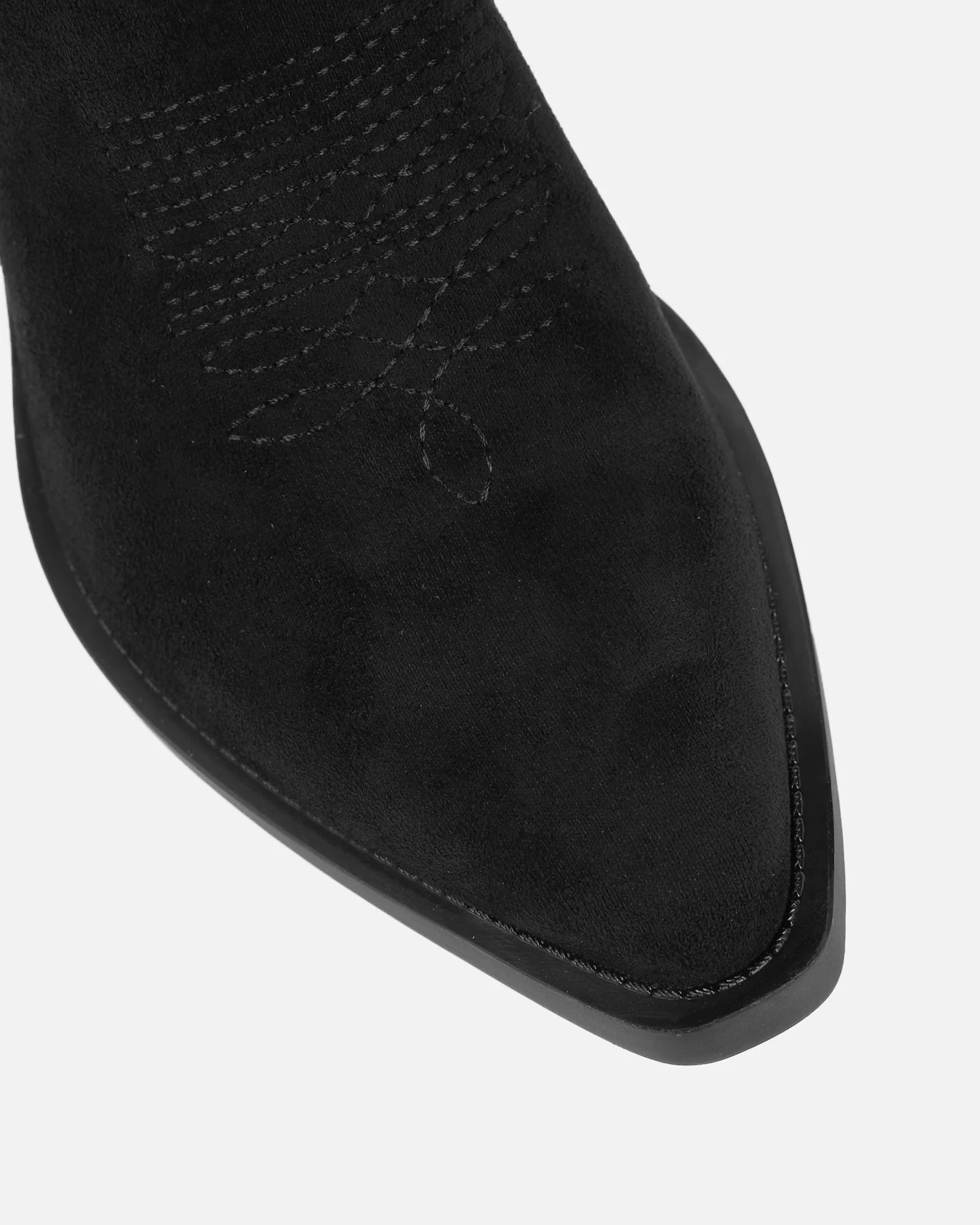 Marsha Black Suede Embroidered Western Calf Boot - Image 4