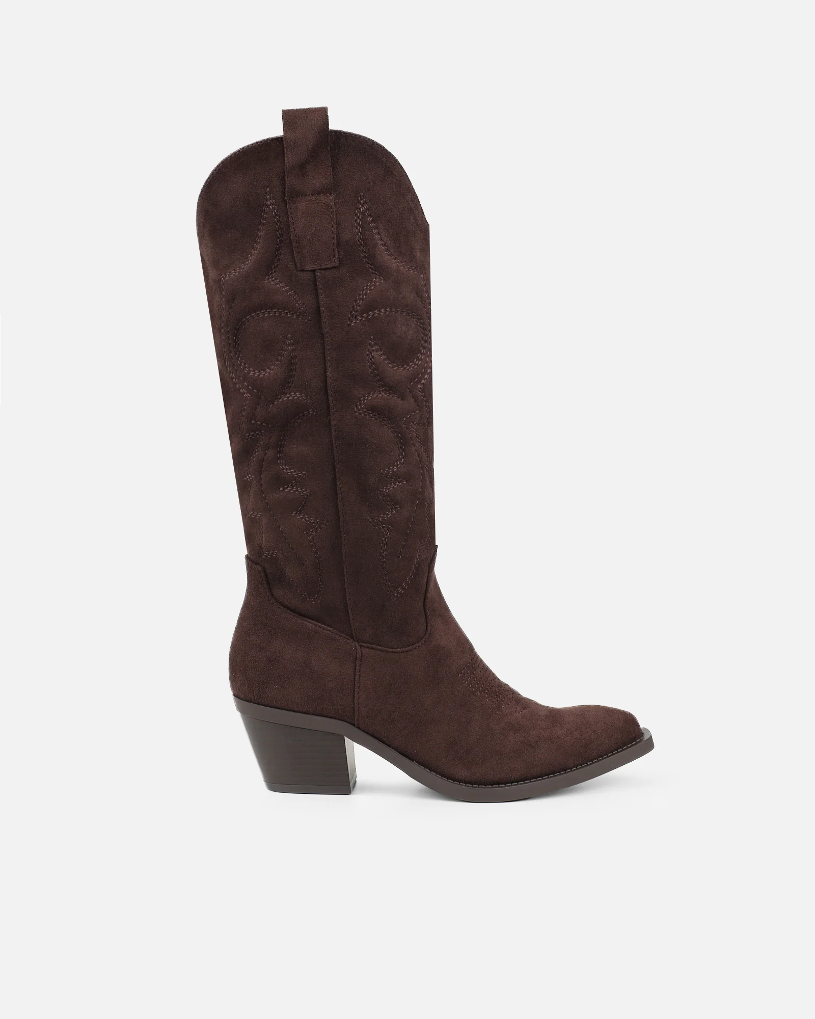 Marsha Brown Suede Embroidered Western Calf Boot - Image 2
