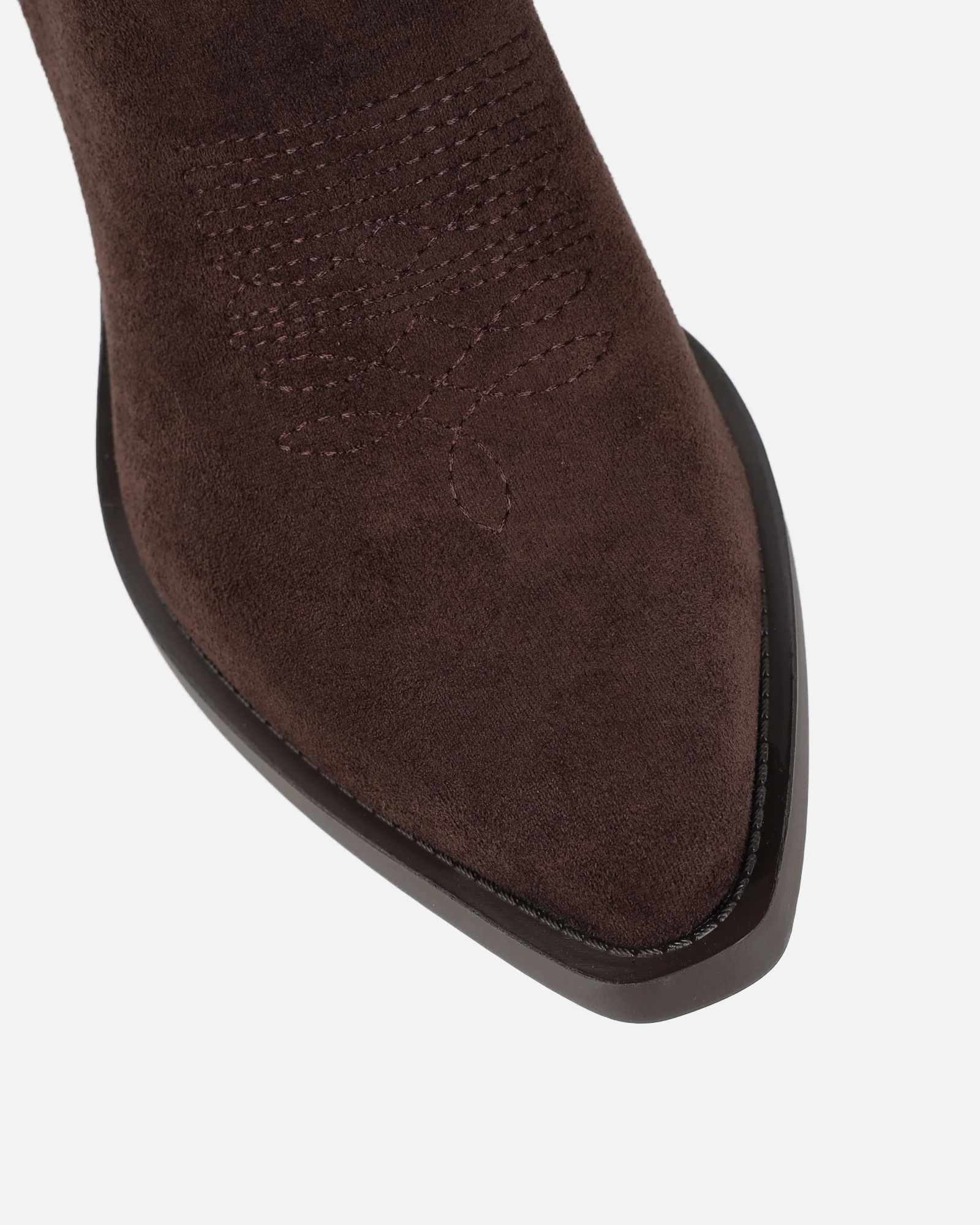 Marsha Brown Suede Embroidered Western Calf Boot - Image 4