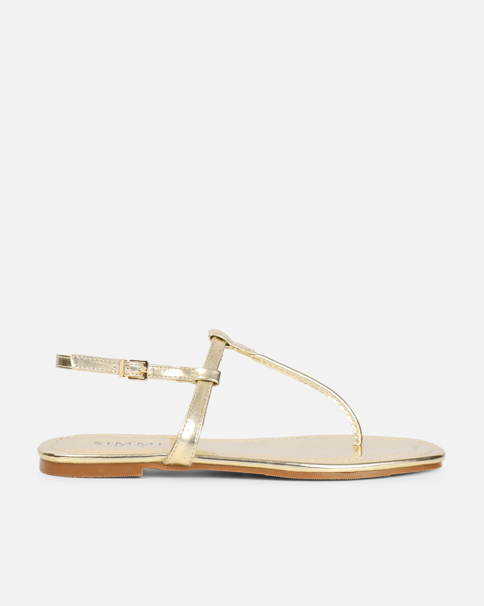 Martinez Gold Metallic Toe Post Flat Sandals - Image 2