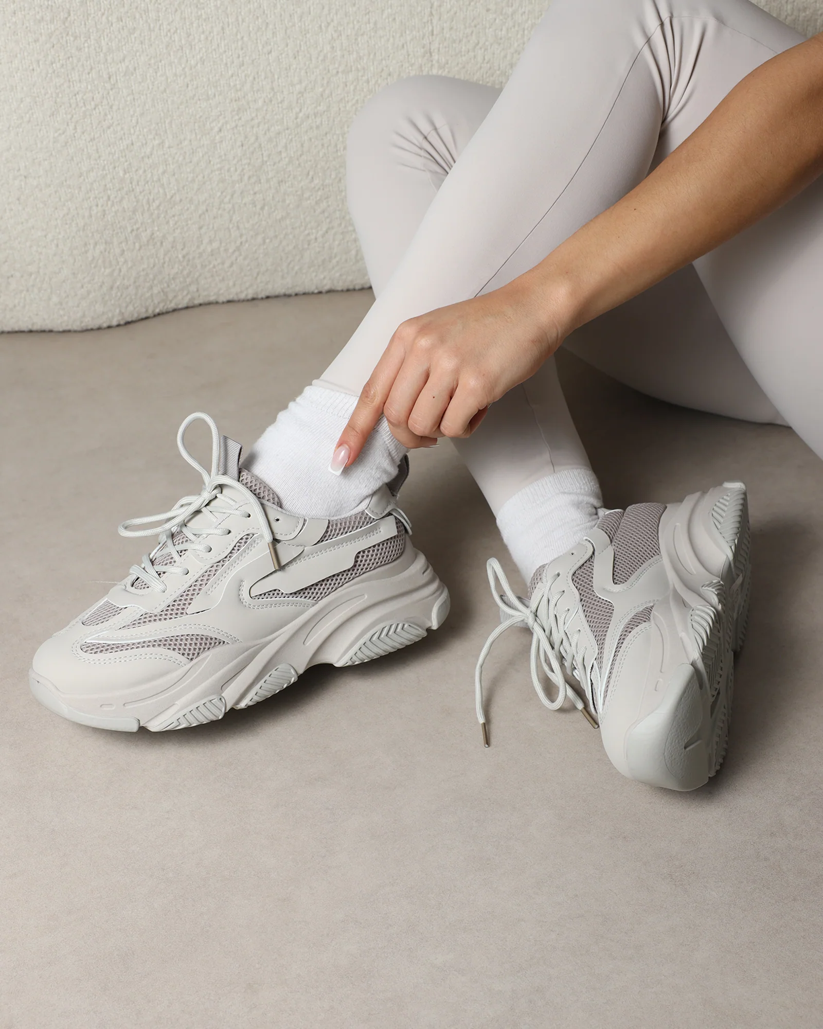 Marvie Beige Chunky Trainers