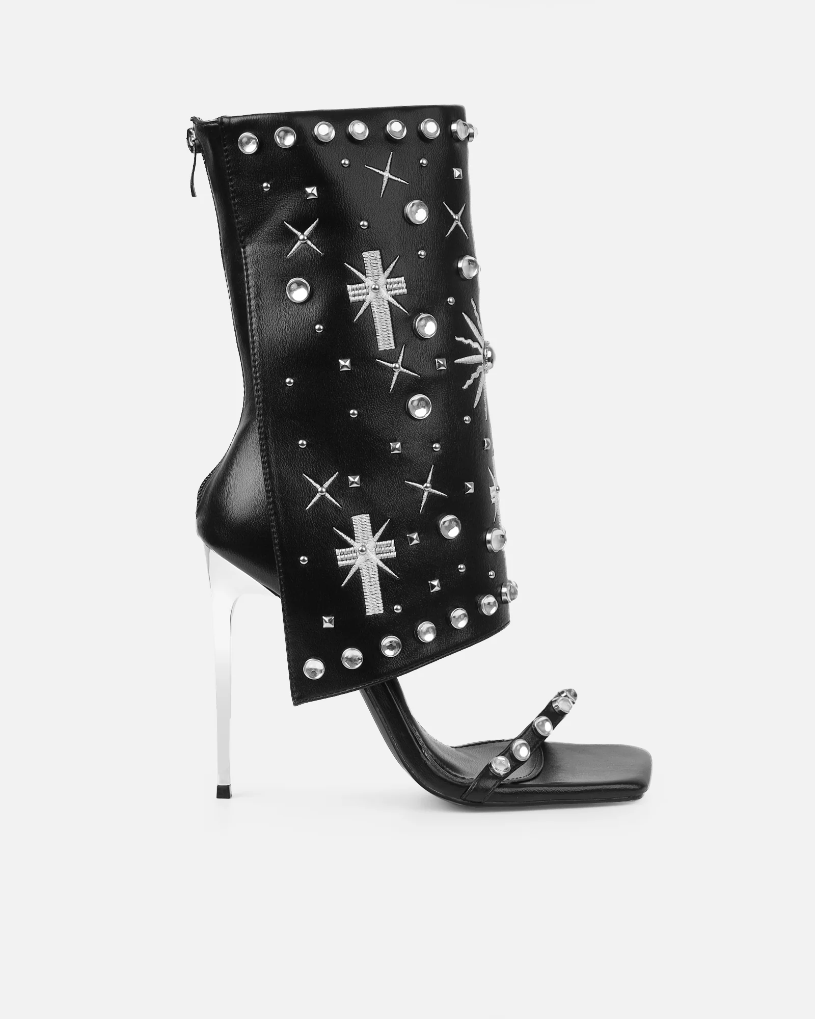 Massimo Black Stud Detail Stiletto Heeled Sandals - Image 2