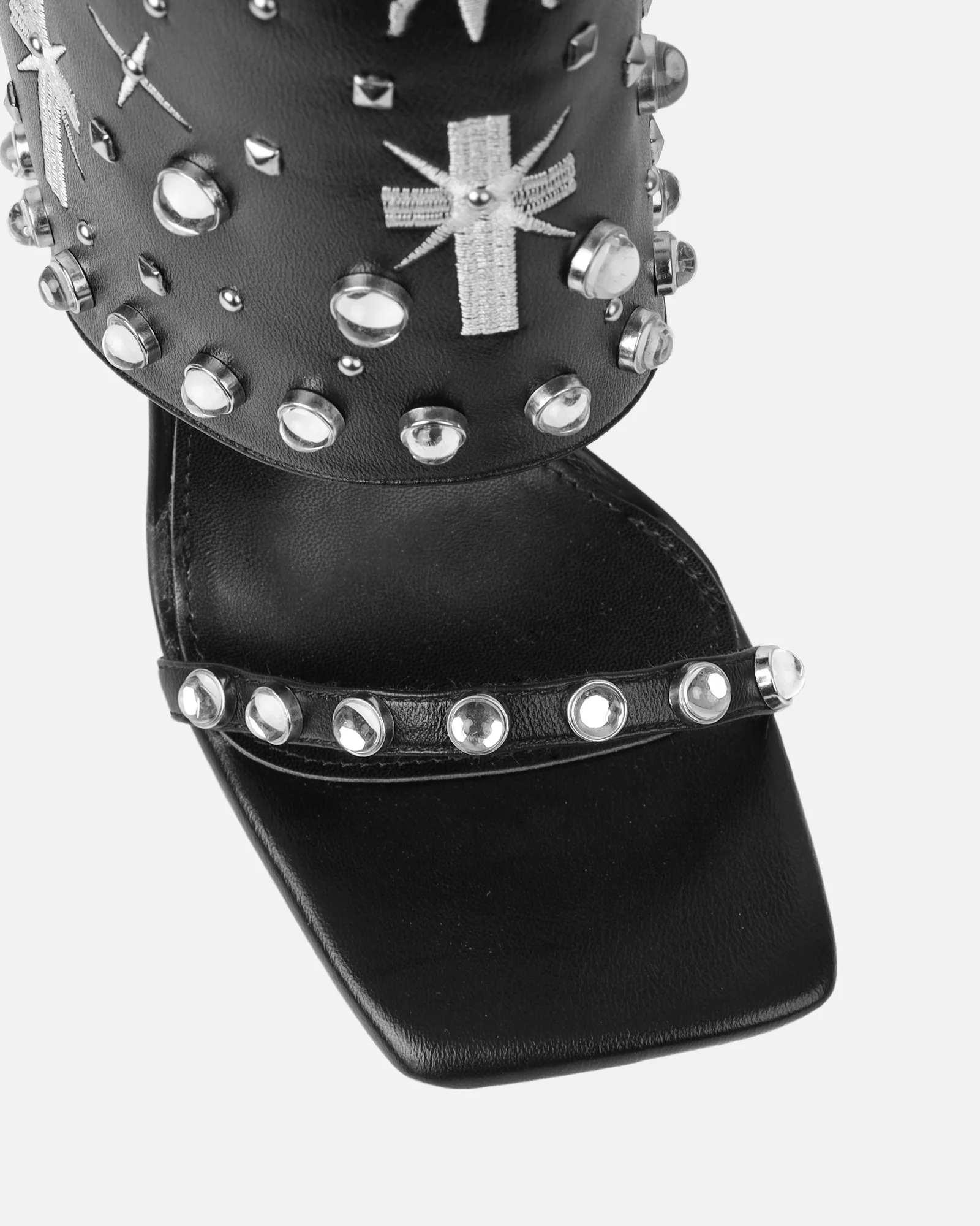 Massimo Black Stud Detail Stiletto Heeled Sandals - Image 4