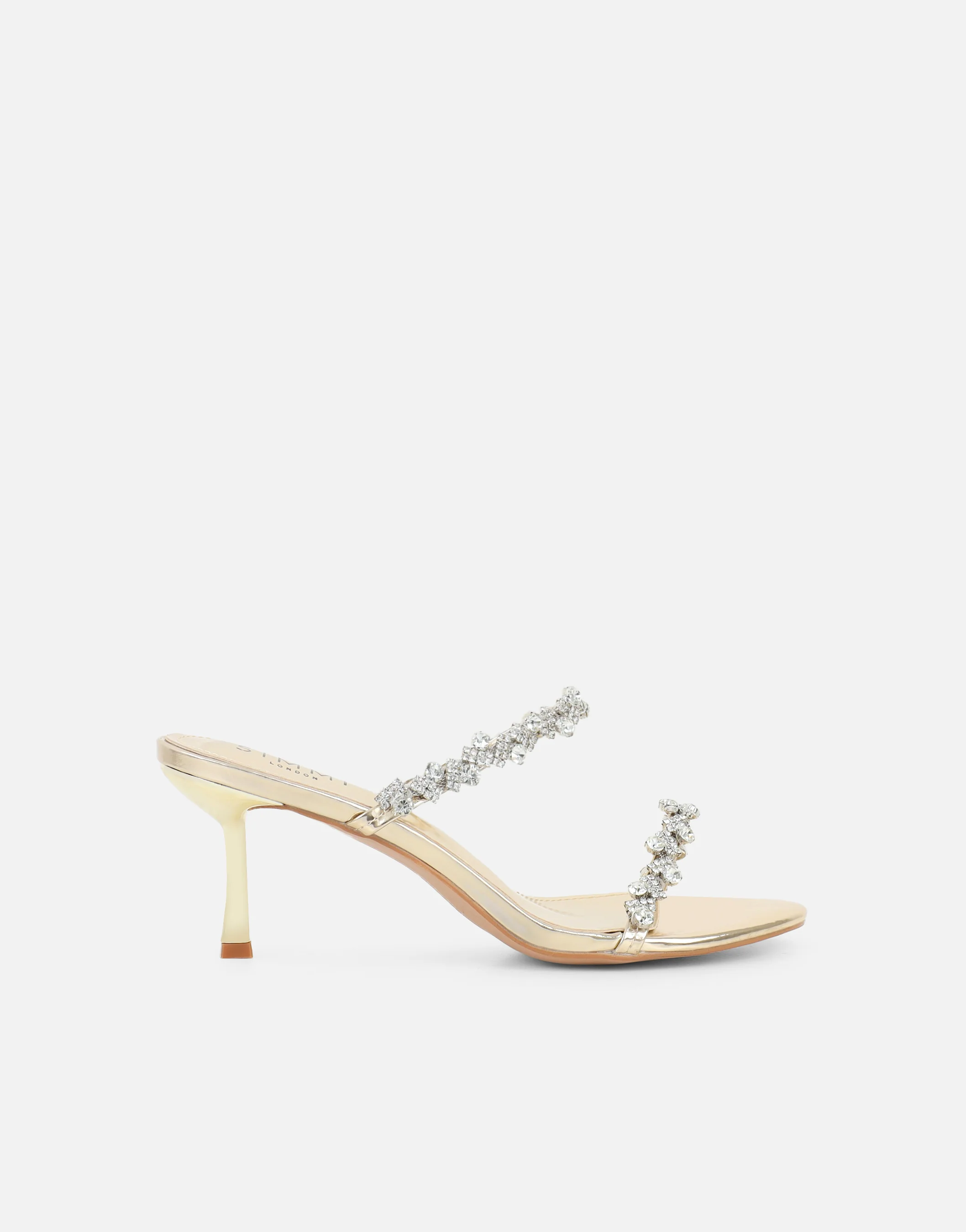 Maude Gold Mirror Diamante Mules - Image 2