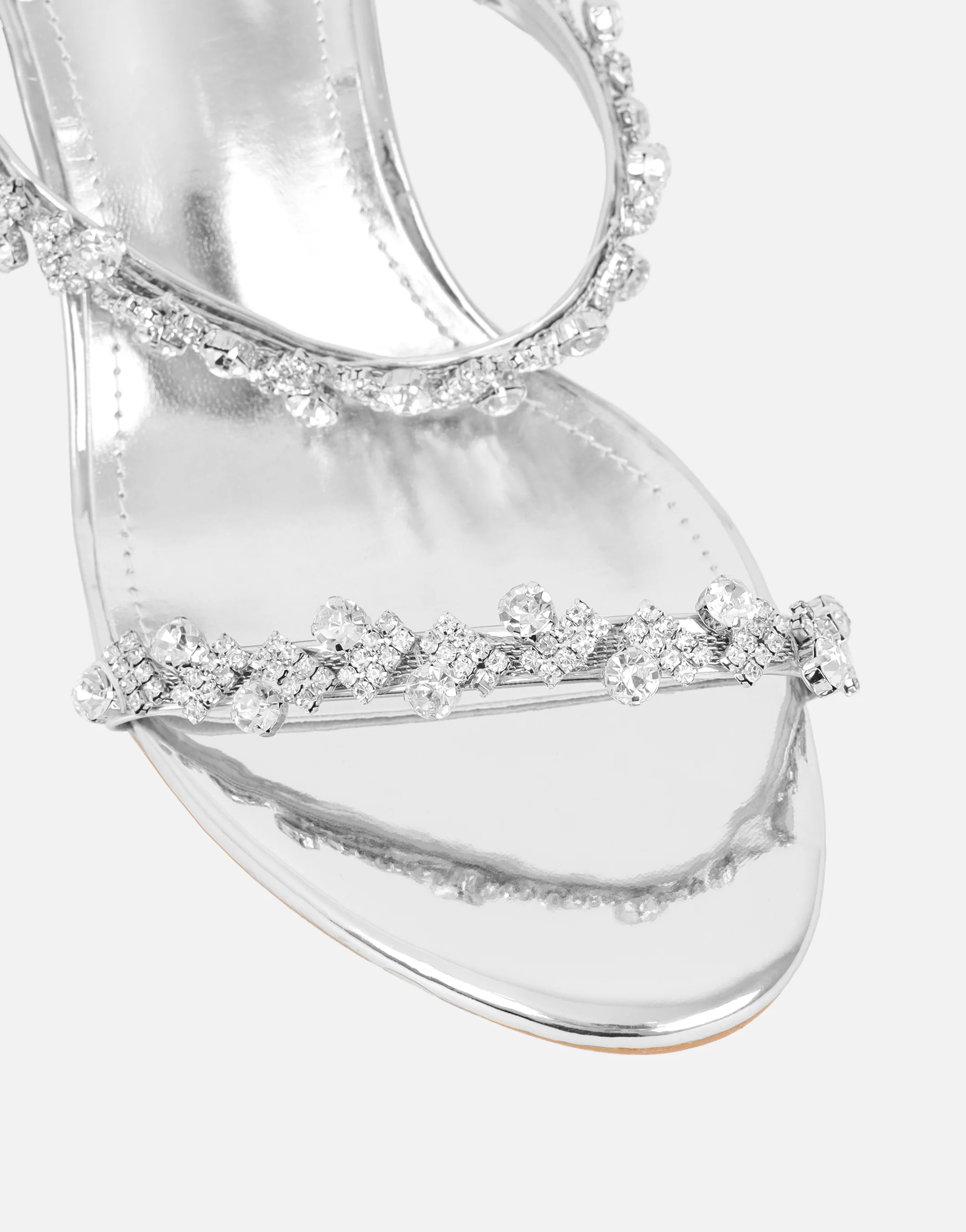 Maude Silver Mirror Diamante Mules - Image 4