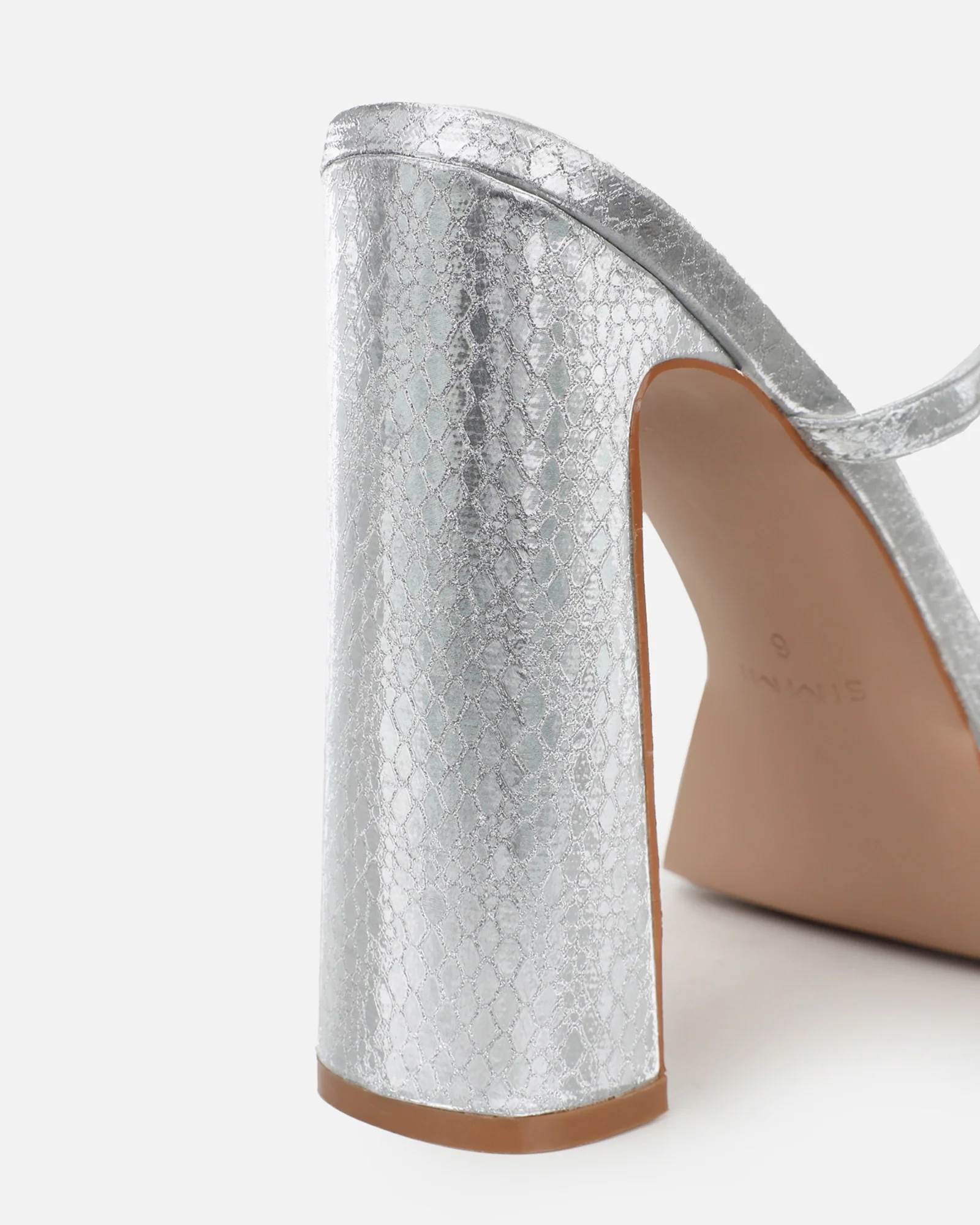 Maura Silver Metallic Snake Effect Platform Sandals - Image 3