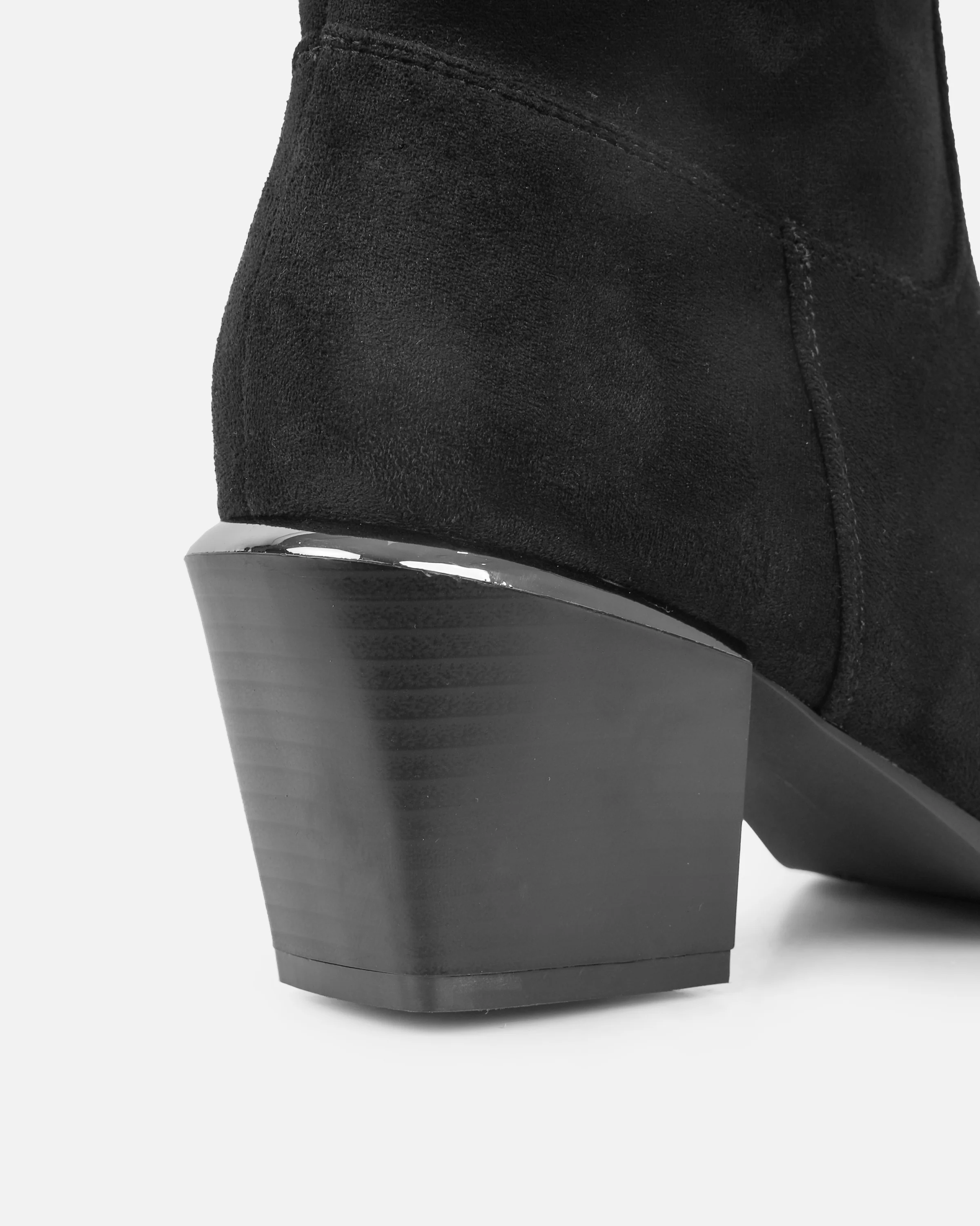 Maurice Black Faux Suede Calf Western Boots - Image 3