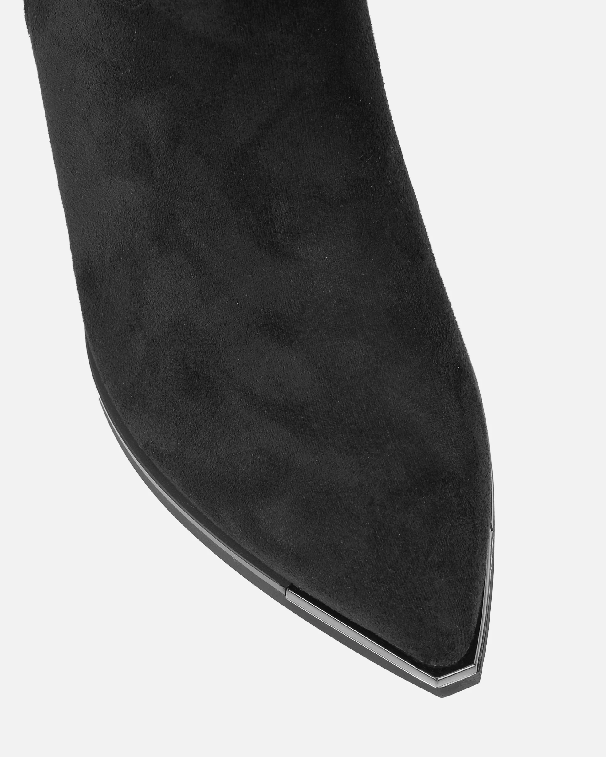 Maurice Black Faux Suede Calf Western Boots - Image 4