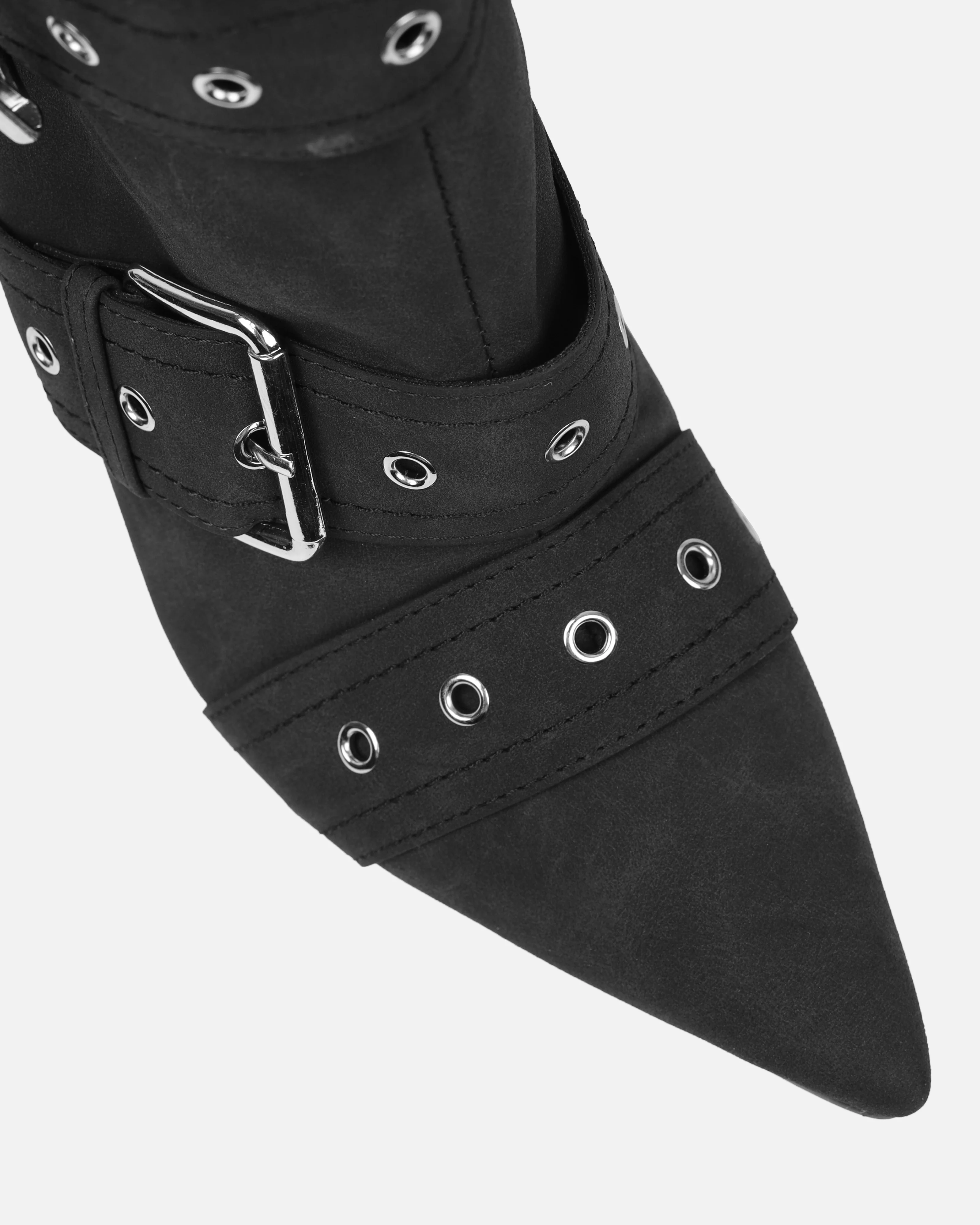 Maxton Black Nubuck Multi Buckle Thigh High Boots - Image 4