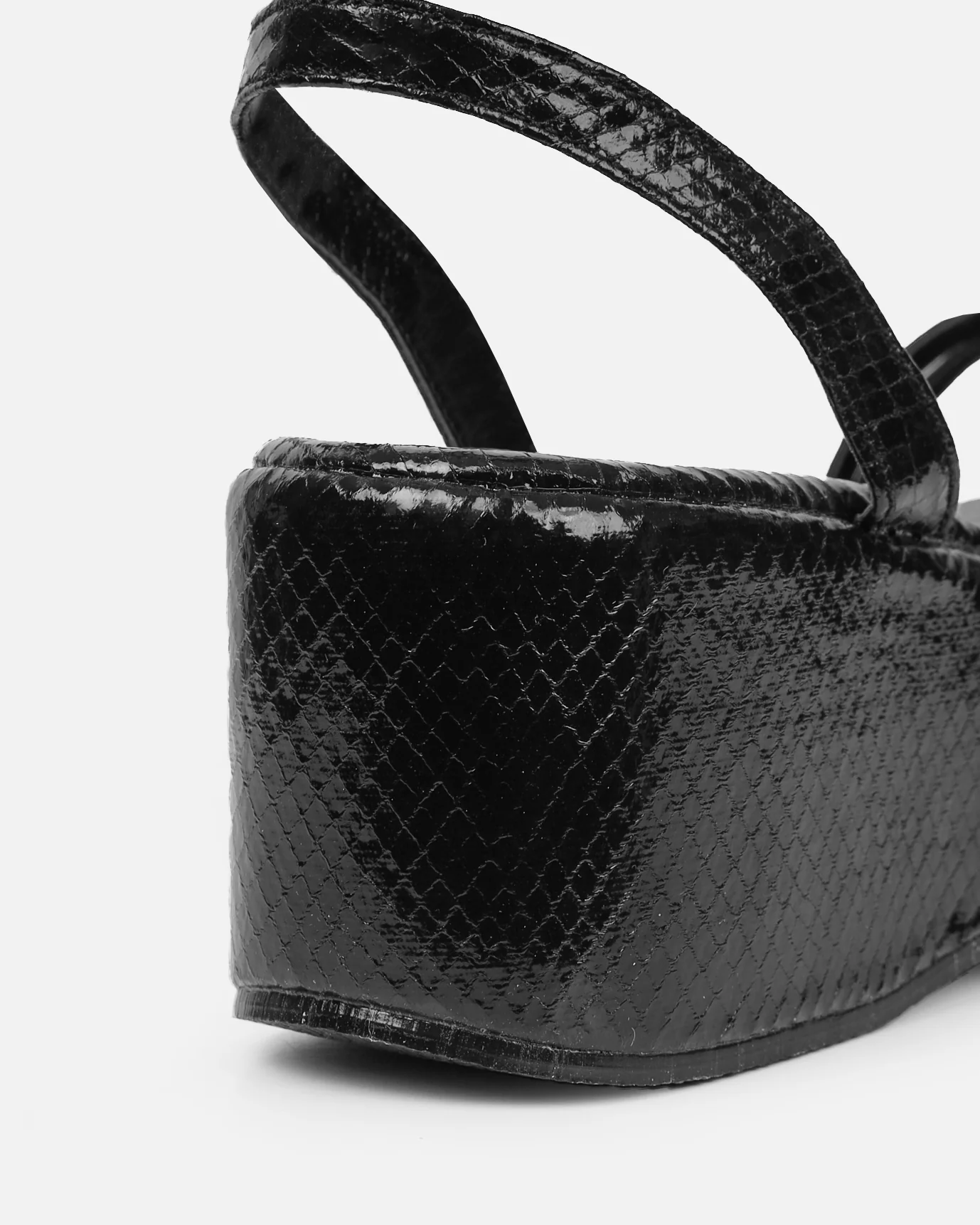 Mazey Black Snake Effect Flatform Sandals - Image 3
