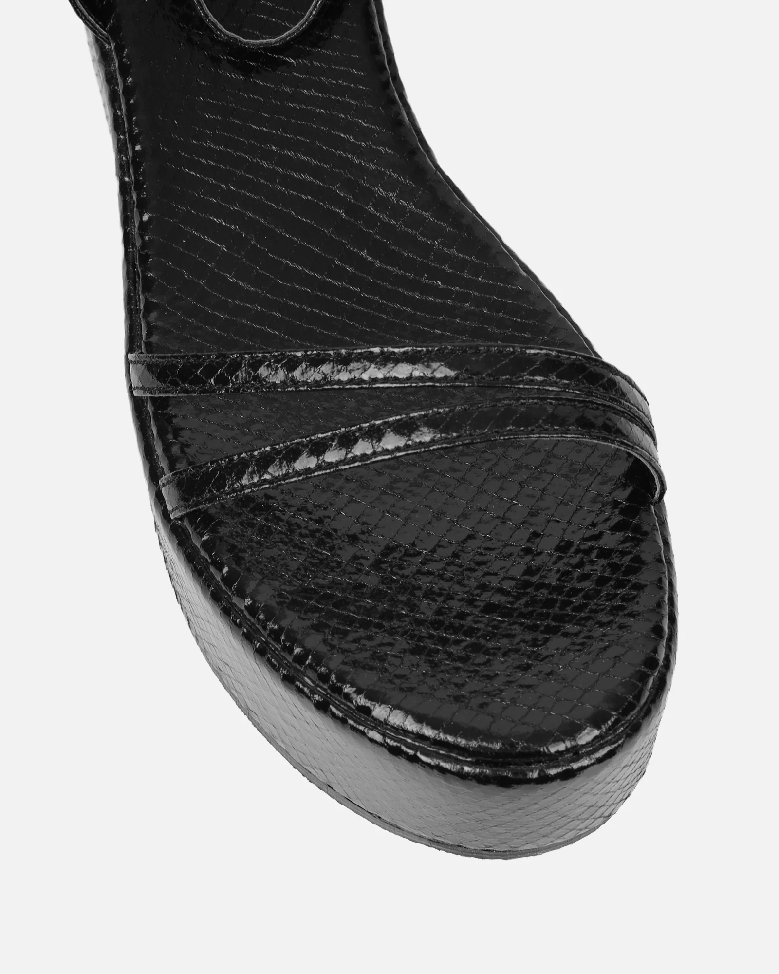 Mazey Black Snake Effect Flatform Sandals - Image 4