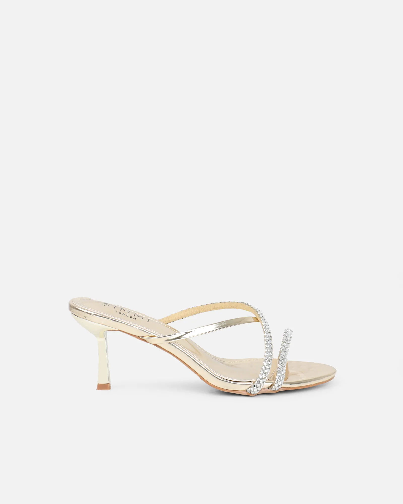 Mefele Gold Mirror Mid Heel Mules - Image 2