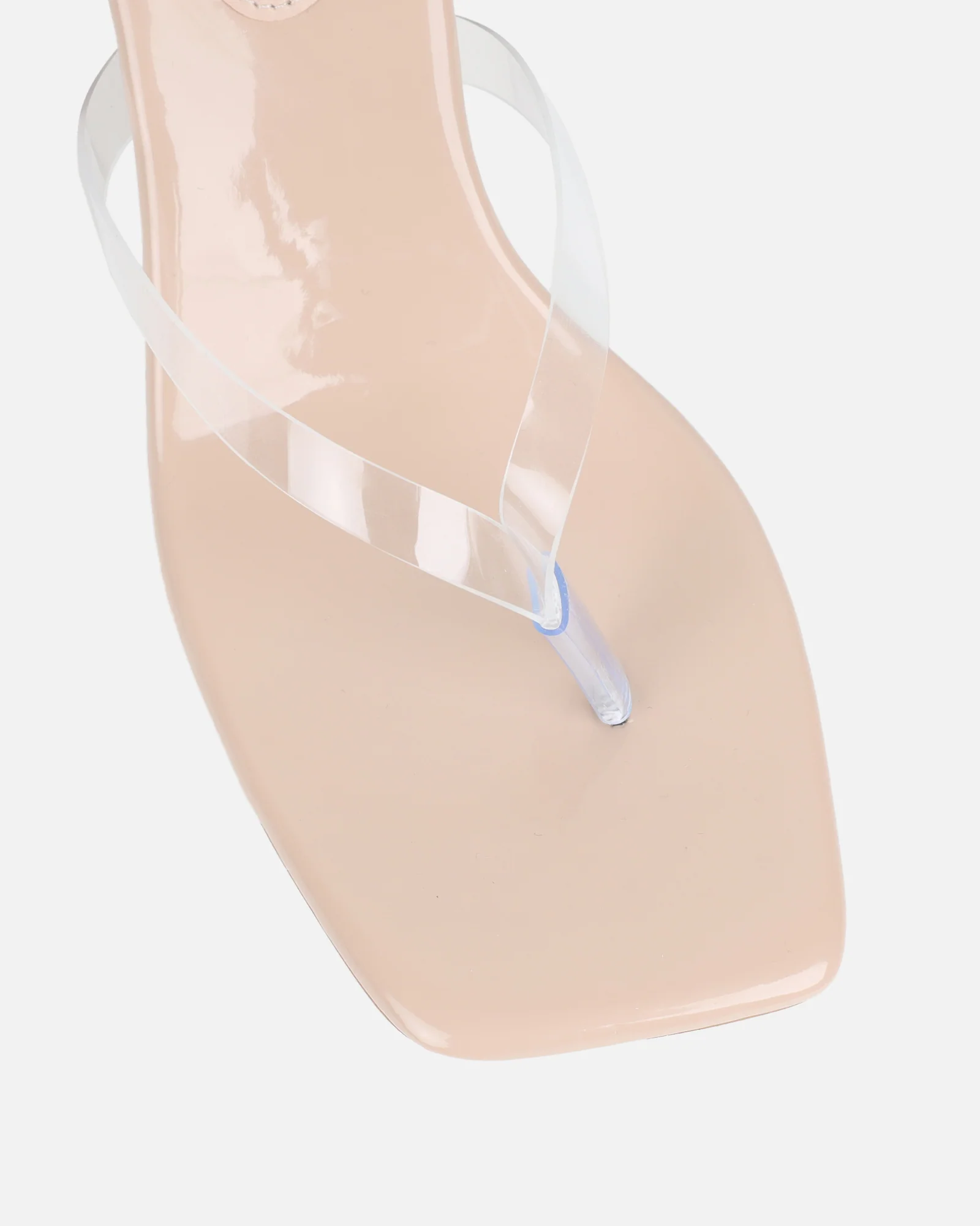 Melba Nude Patent Clear Toe Post Sandals - Image 4