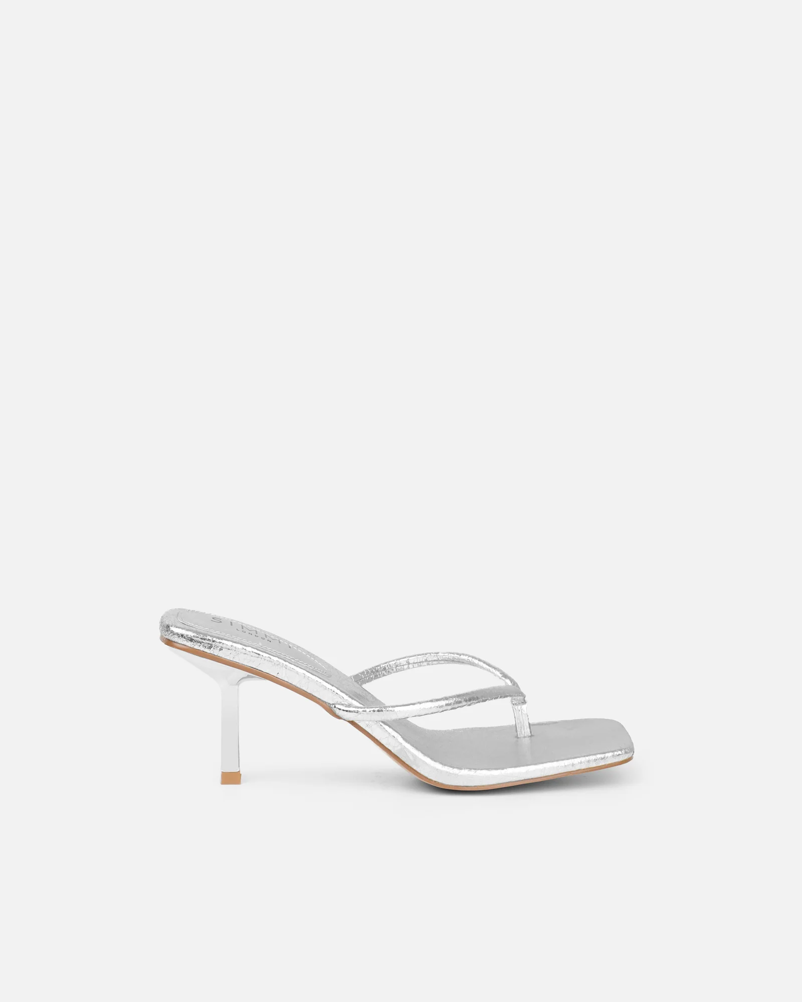 Melba Silver Crackle Padded Toe Post Sandals - Image 2