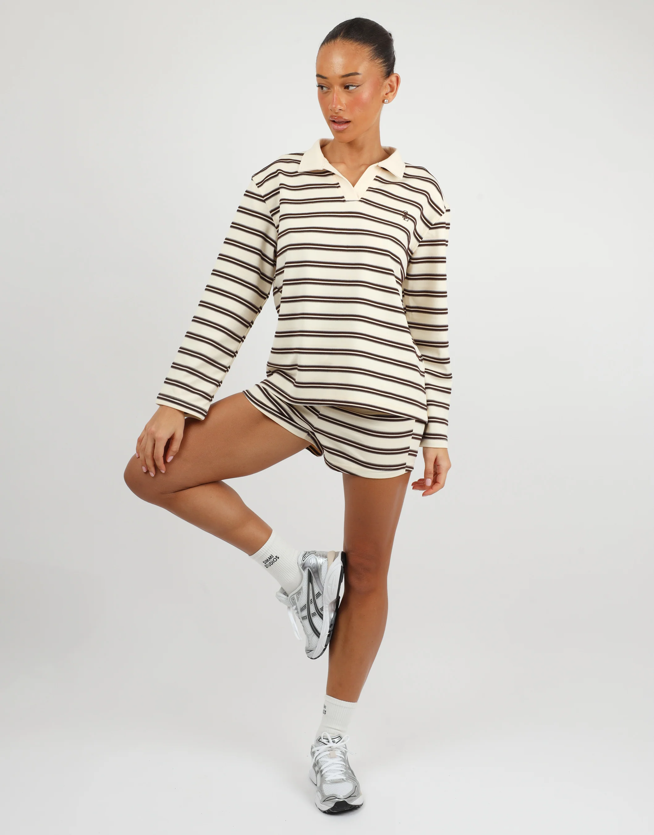 Melissa Simmi Studios Small Stripe Shorts In Brown - Image 2