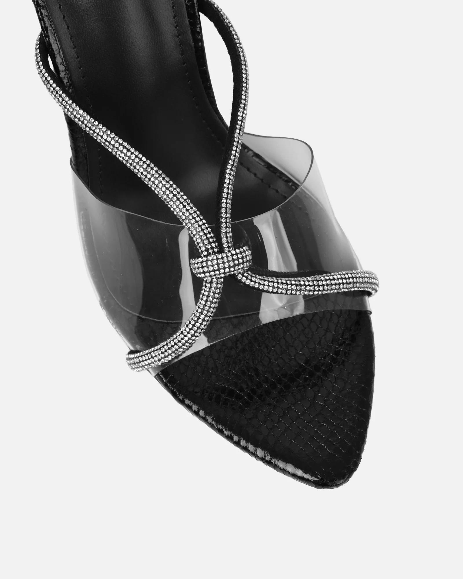 Meriel Black Snake Effect Stiletto Mules - Image 4