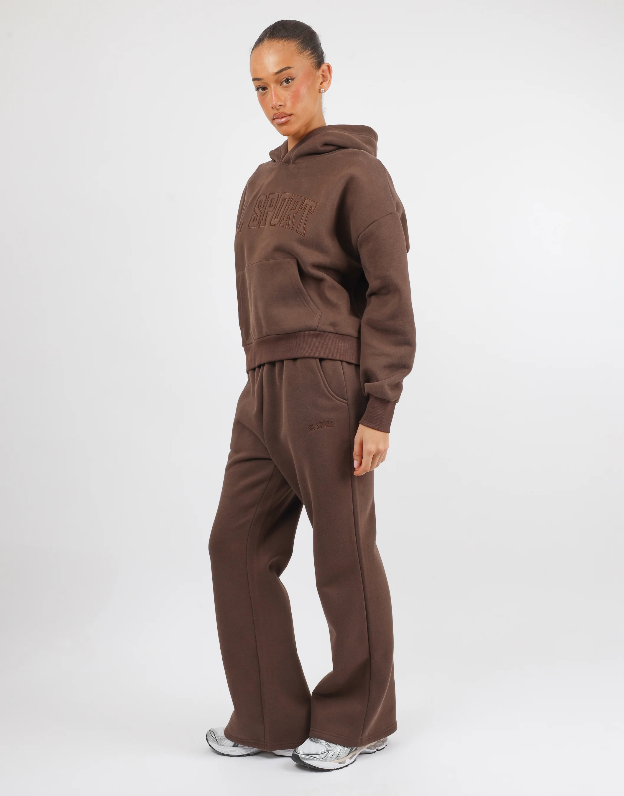 Mia Simmi Studios SL Sport Flared Joggers in Brown - Image 2