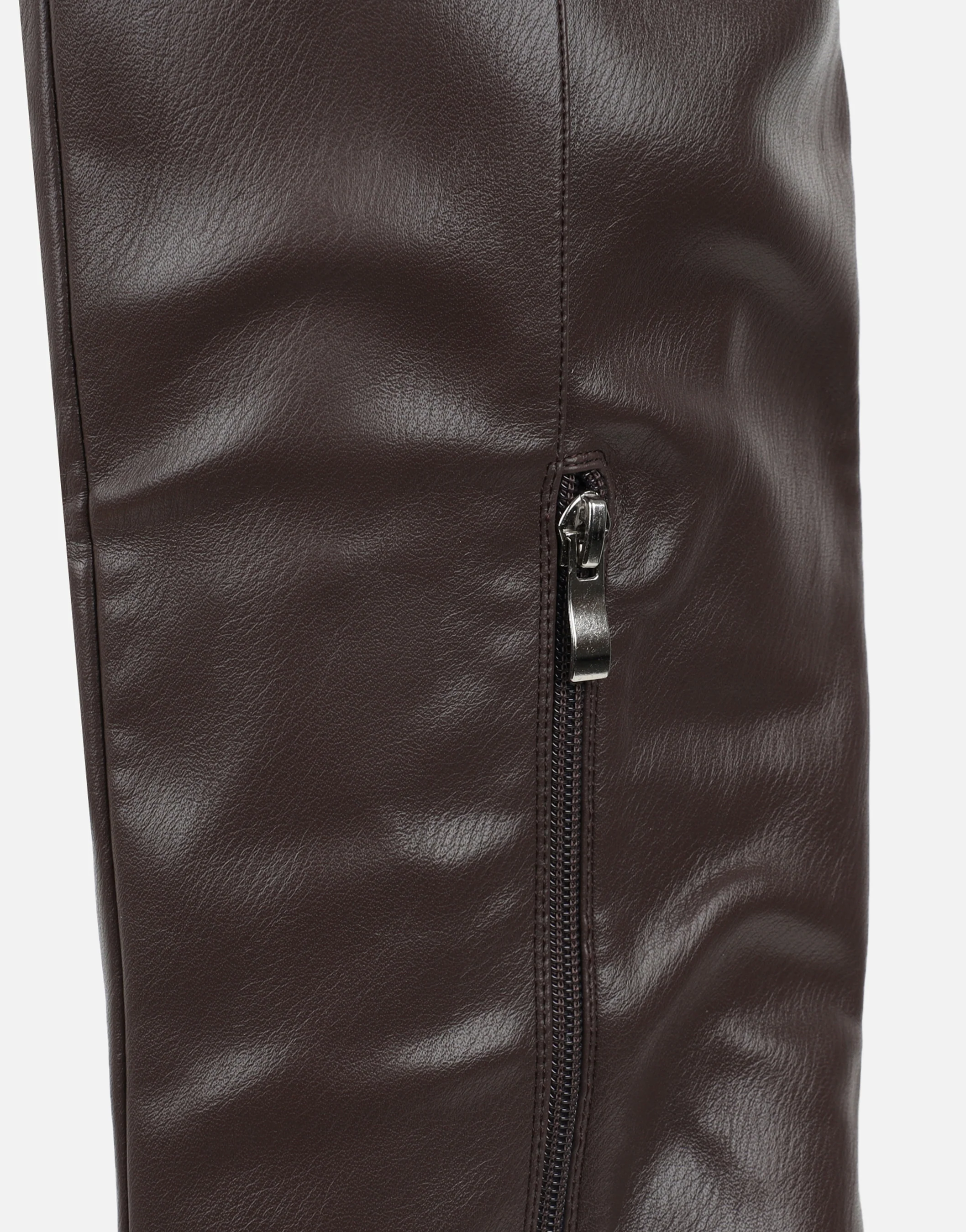Miguel Brown Knee High Heeled Boots - Image 3