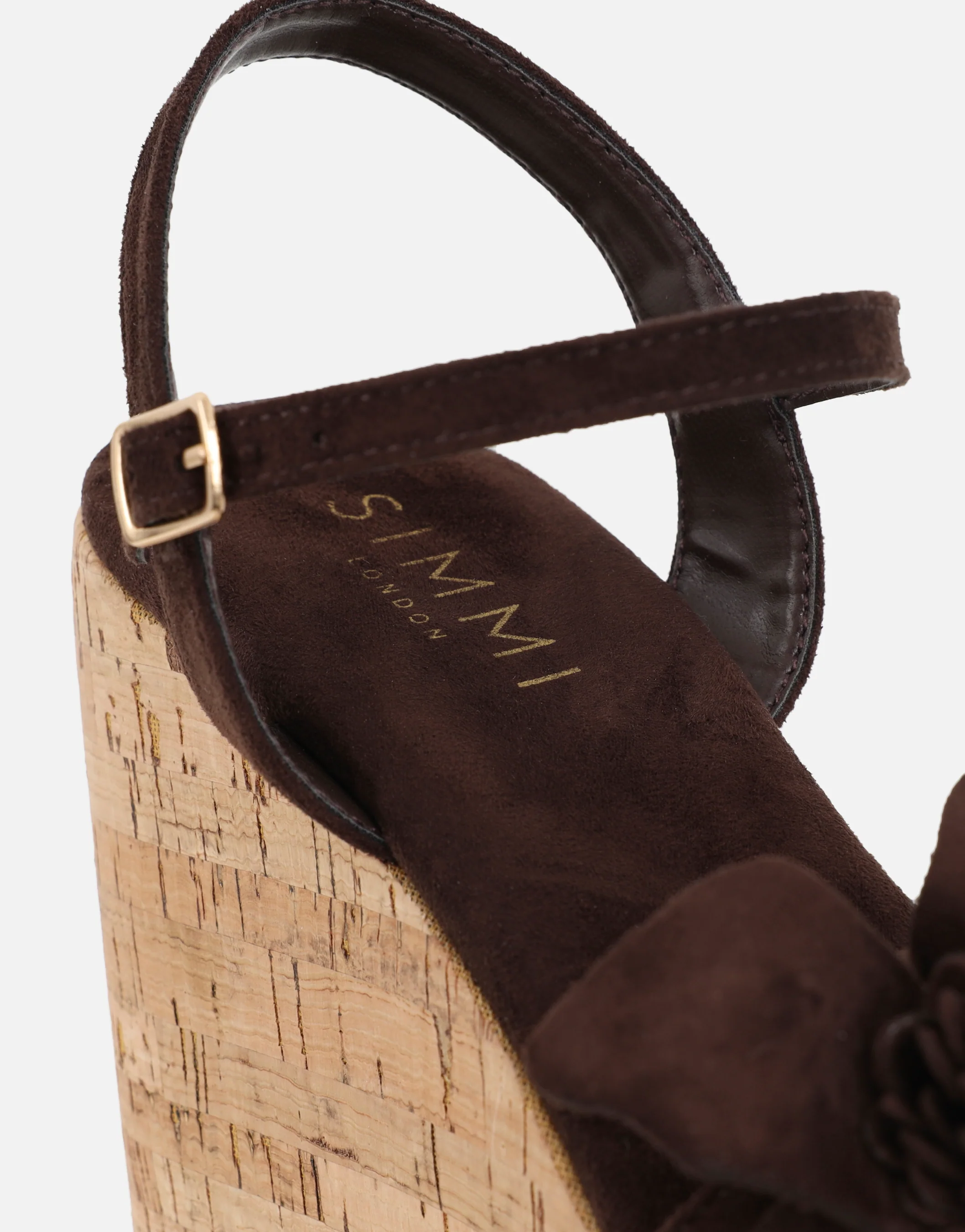 Mikaela Brown Flower Detail Wedge Heeled Sandals - Image 3