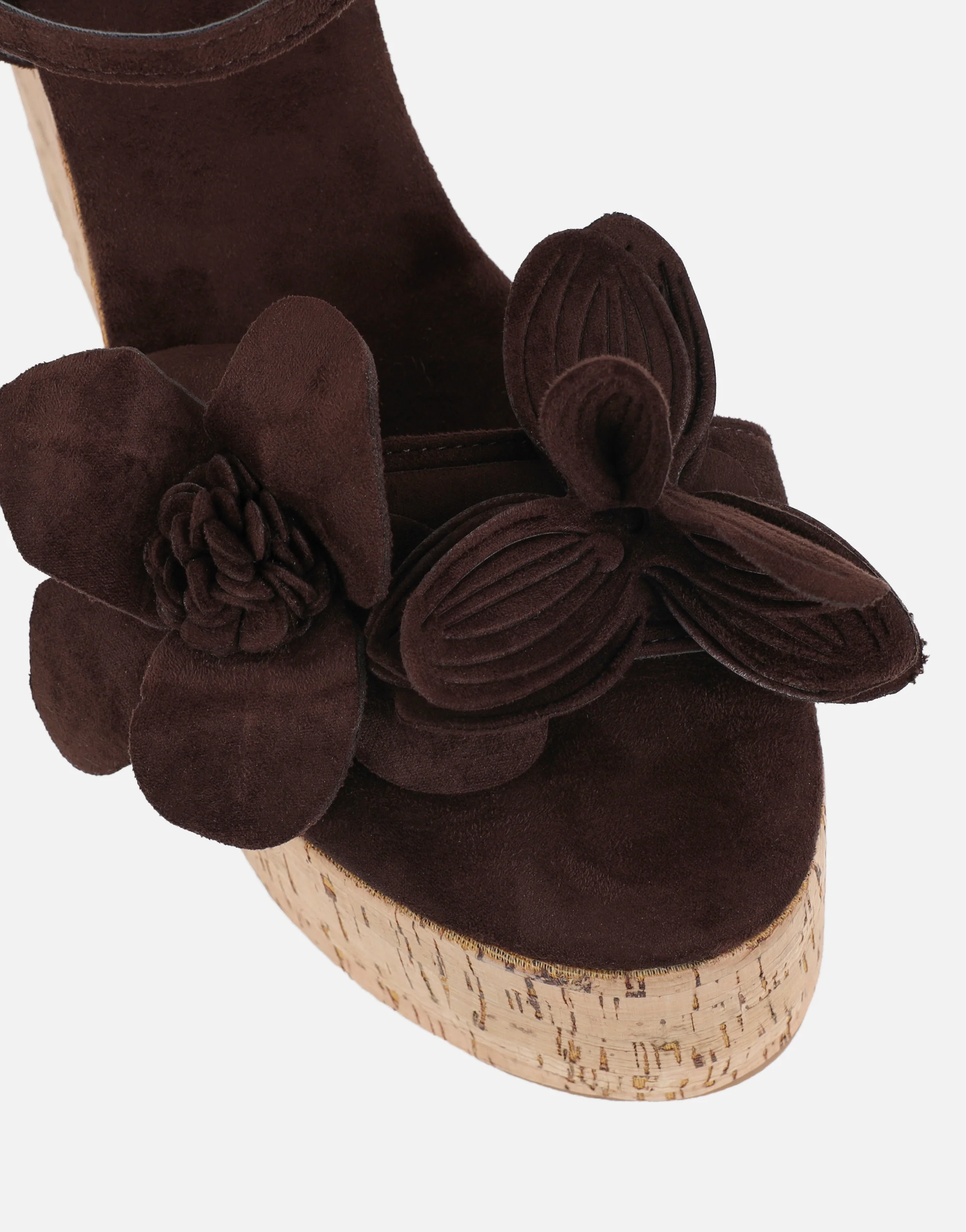 Mikaela Brown Flower Detail Wedge Heeled Sandals - Image 4
