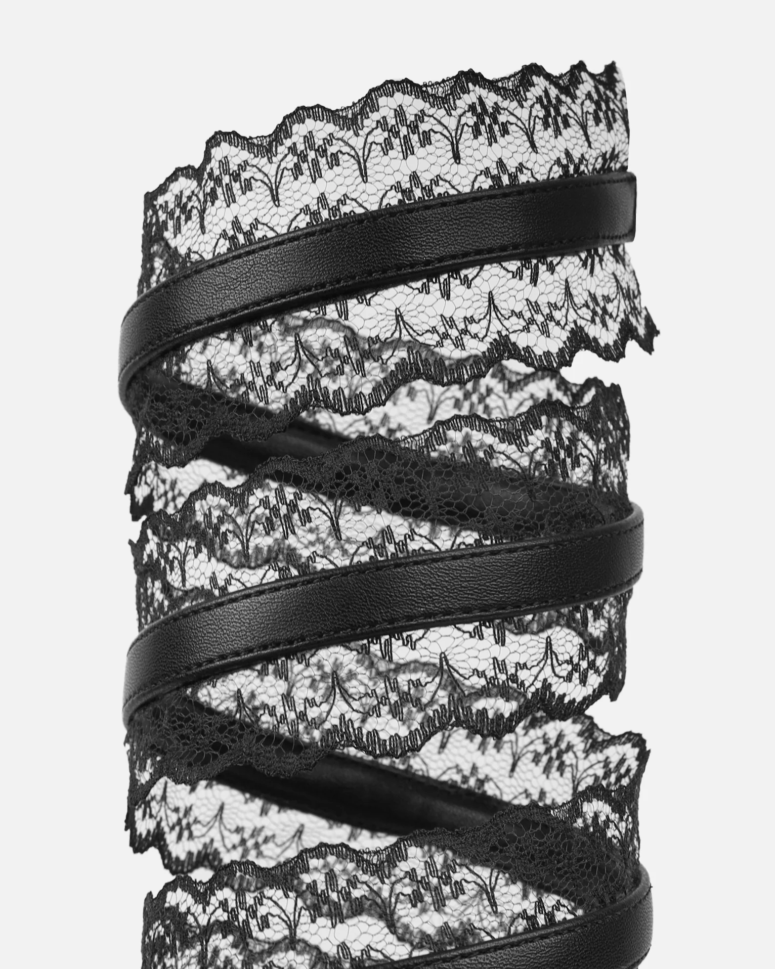 Miko Black Lace Spiral Heeled Sandals - Image 3