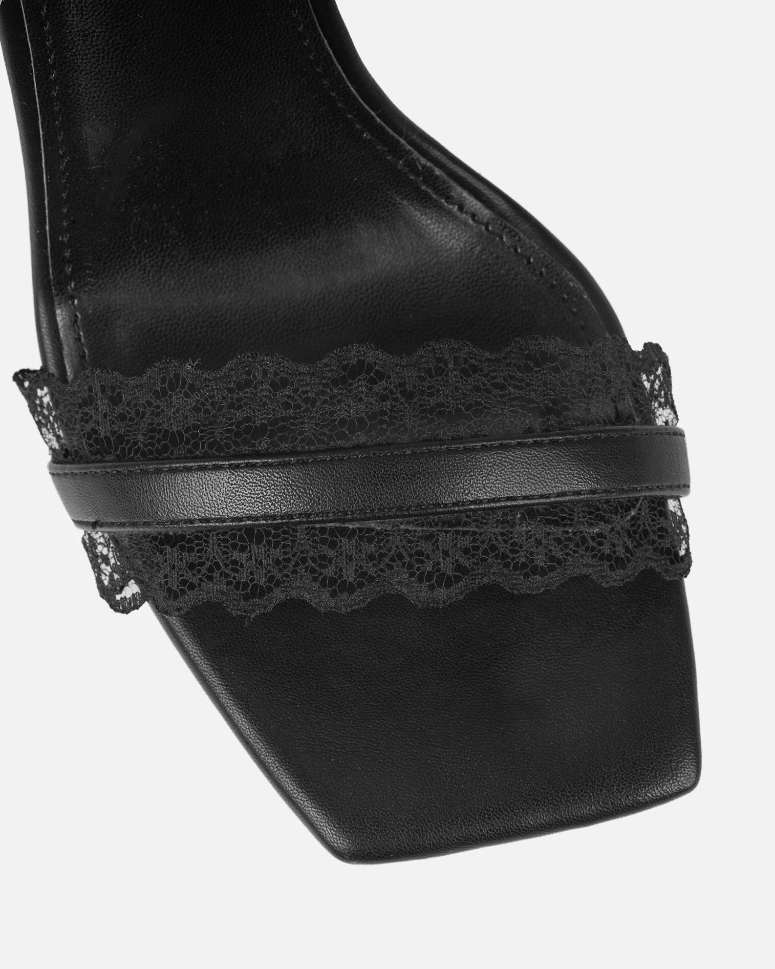 Miko Black Lace Spiral Heeled Sandals - Image 4