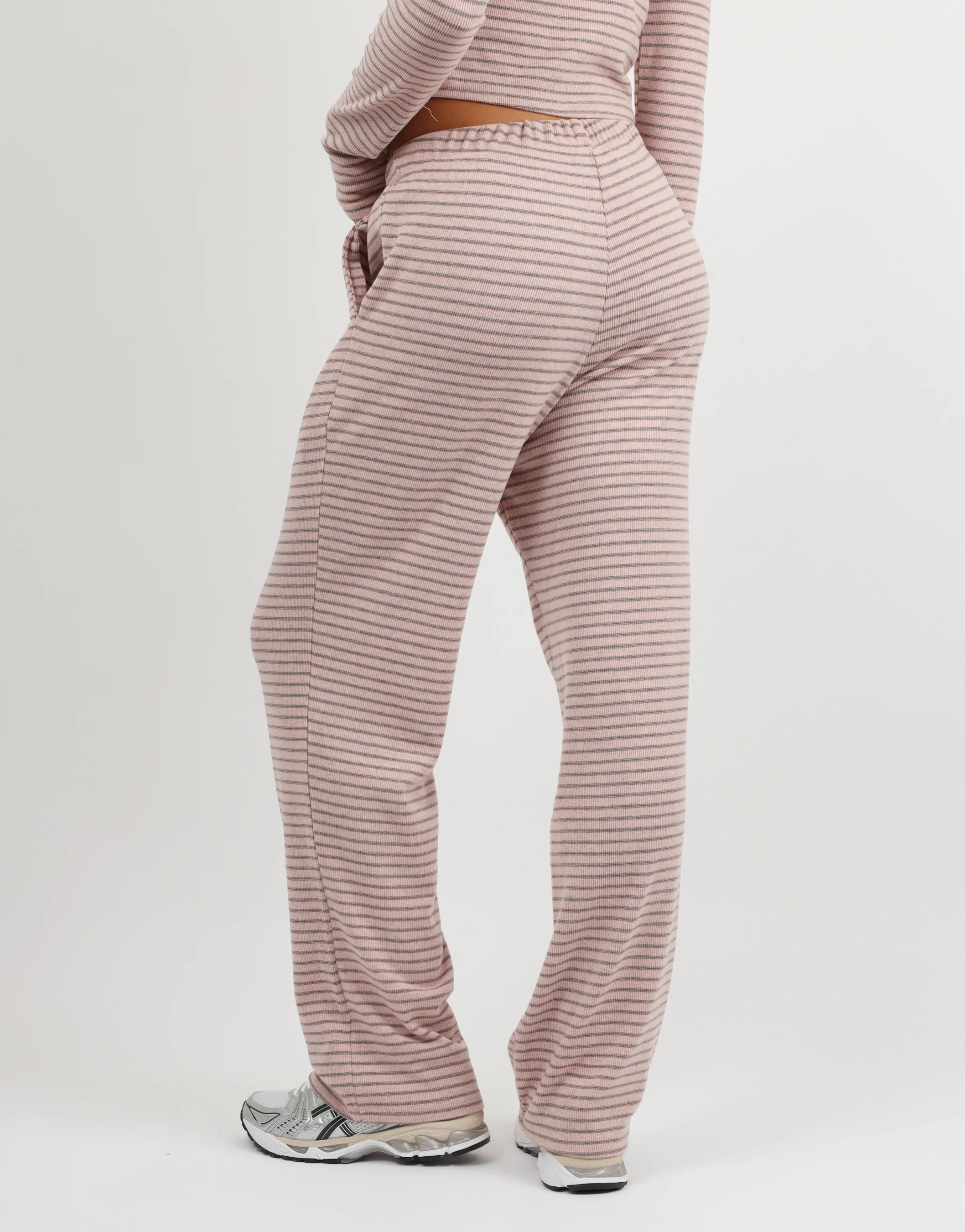 Mila Simmi Studios Soft Stripe Fine Ribbed Trouser In Pink - Image 5