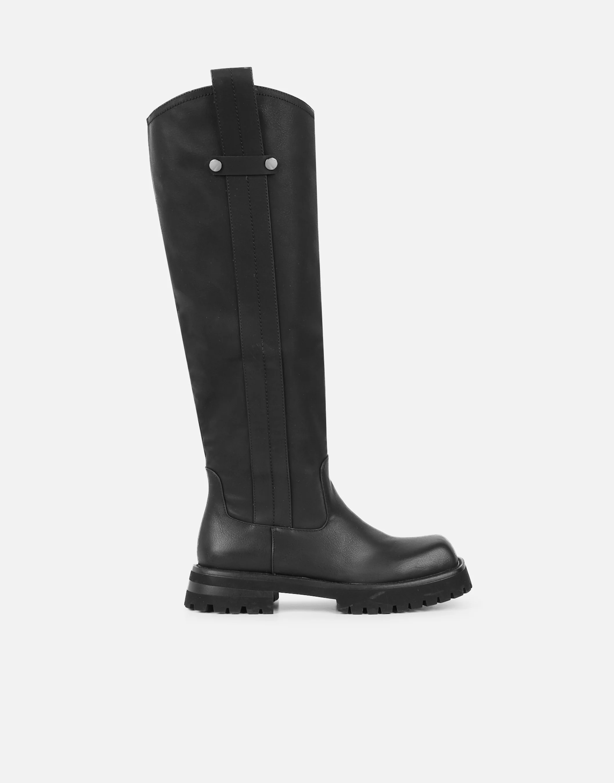 Miles Black Knee High Tab Detail Boots - Image 2