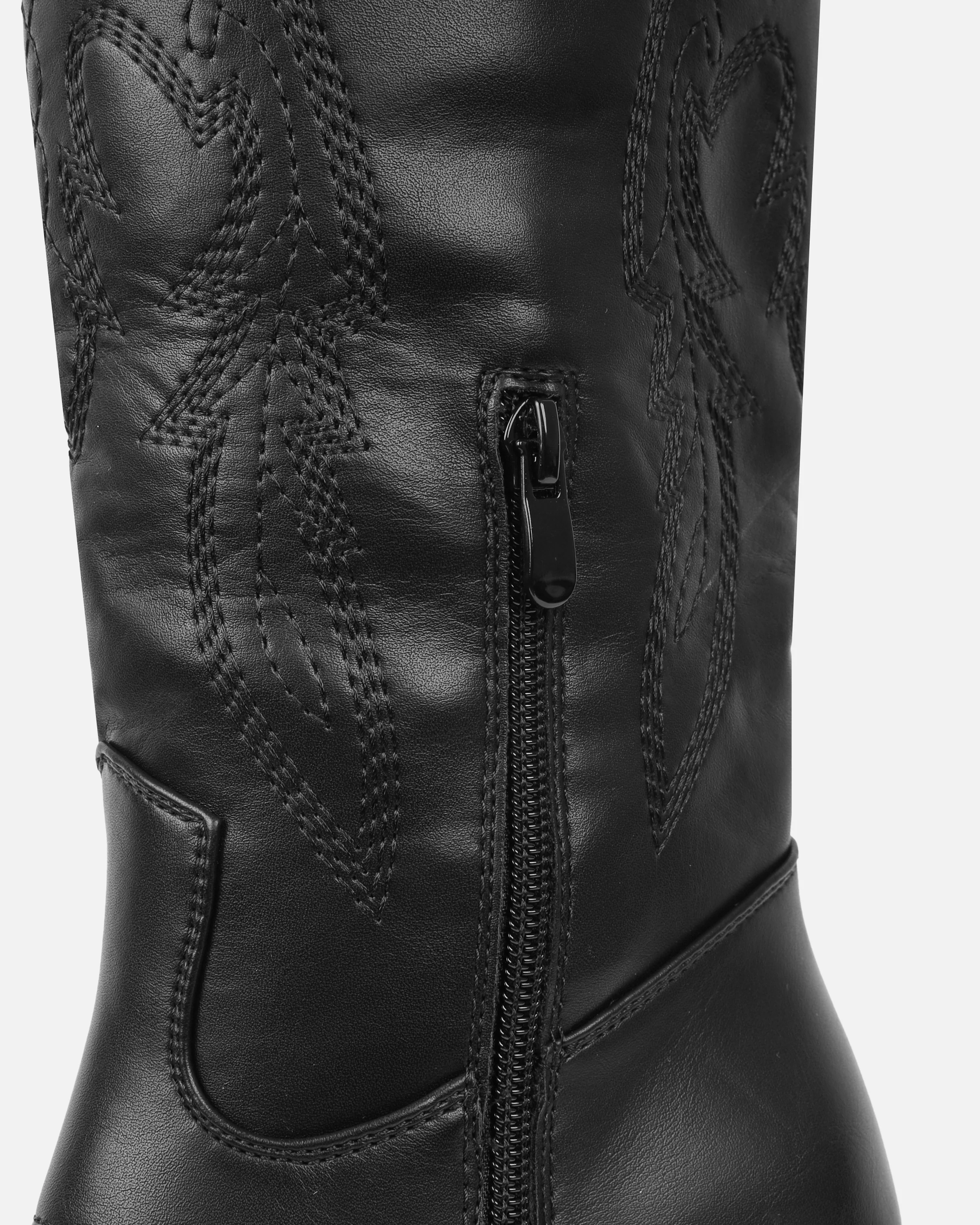 Millan Black Block Heel Calf Western Boots - Image 3