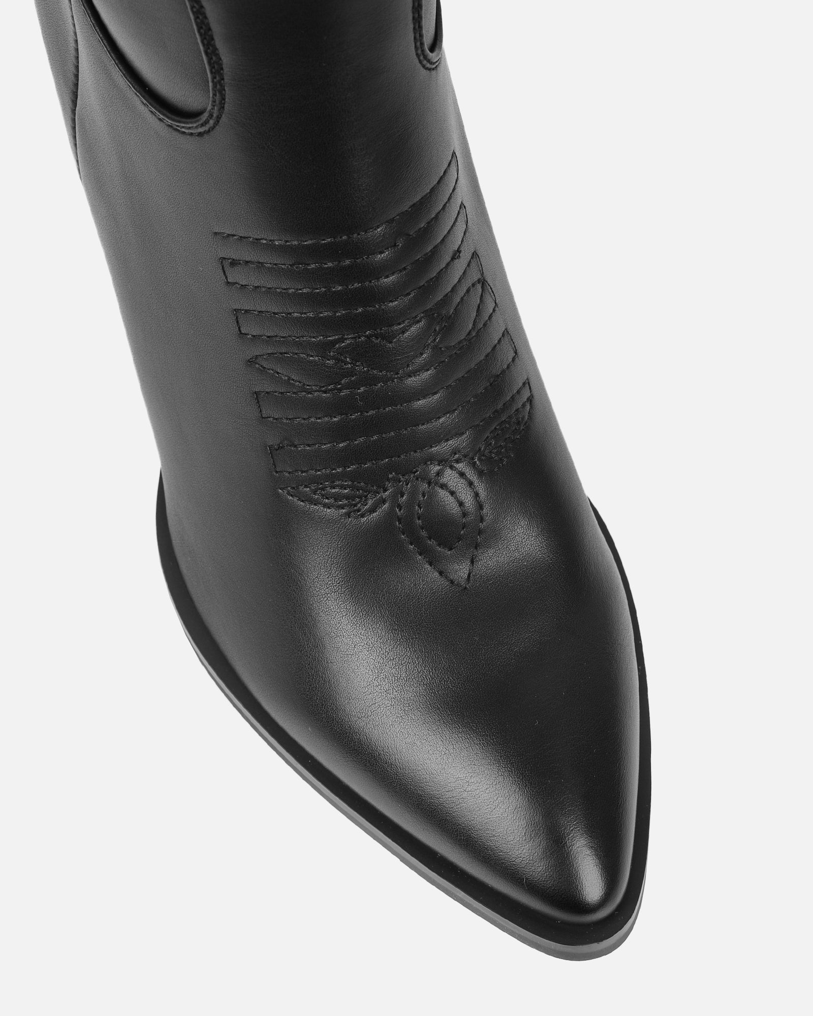 Millan Black Block Heel Calf Western Boots - Image 4