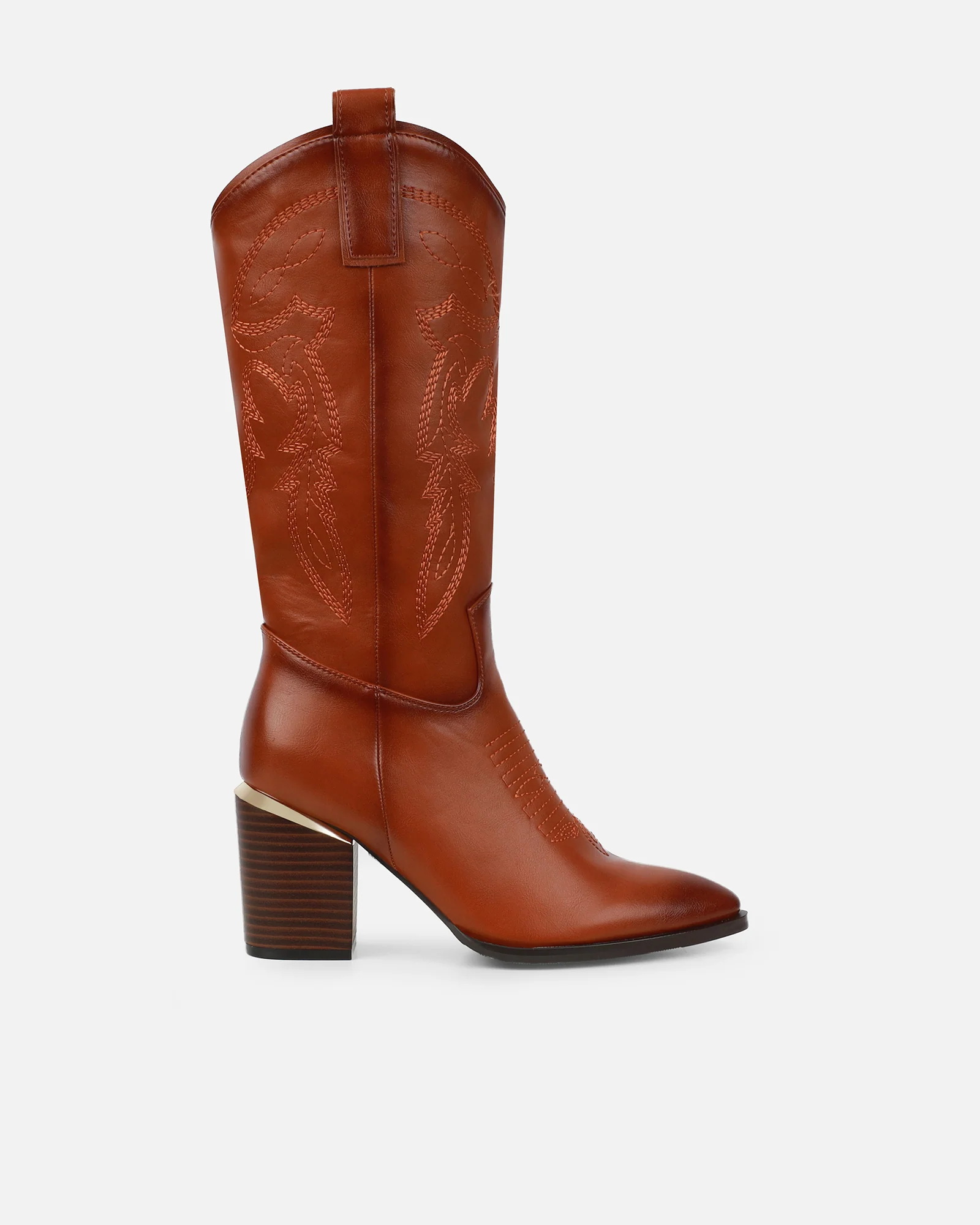 Millan Tan Block Heel Calf Western Boots - Image 2