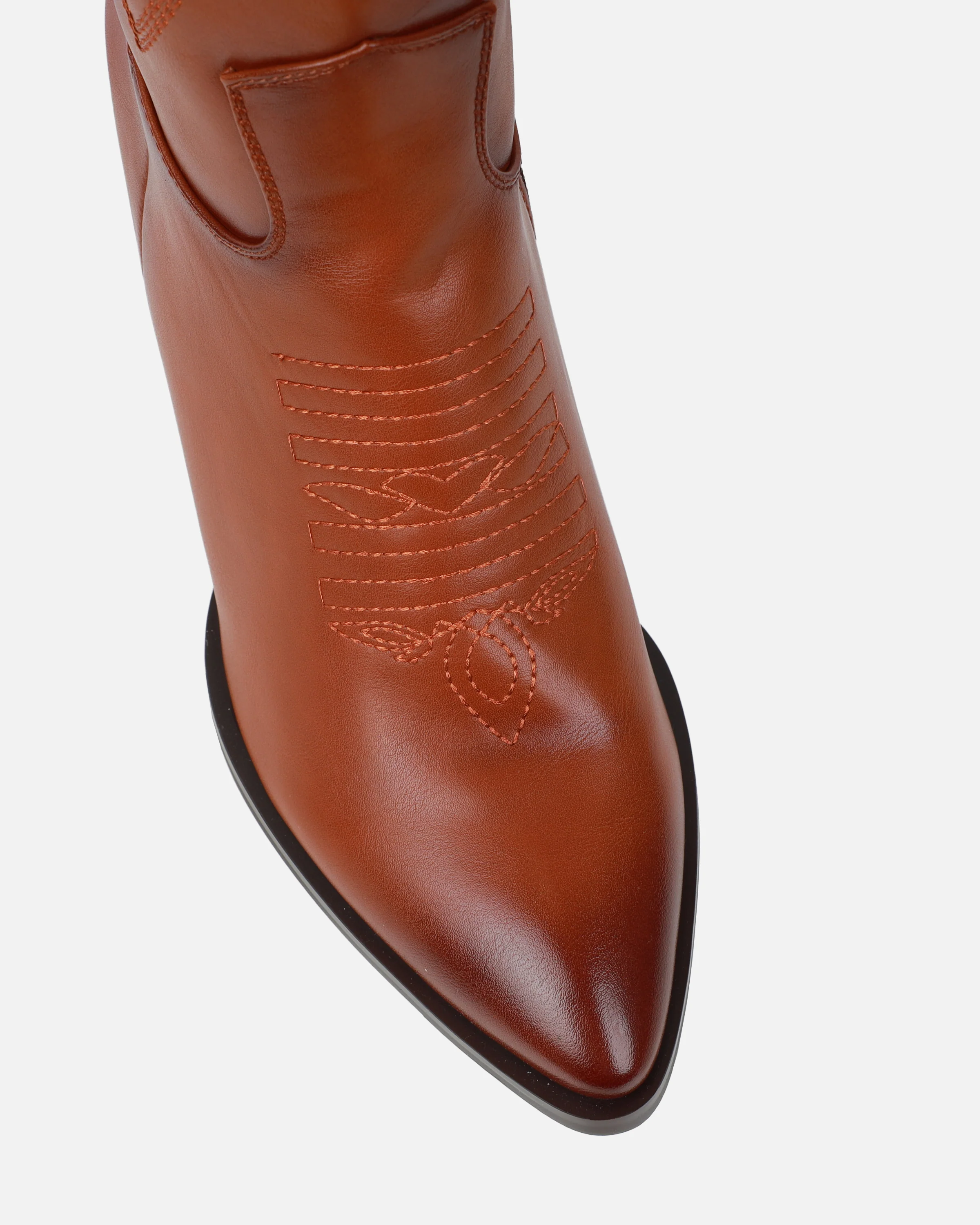 Millan Tan Block Heel Calf Western Boots - Image 4