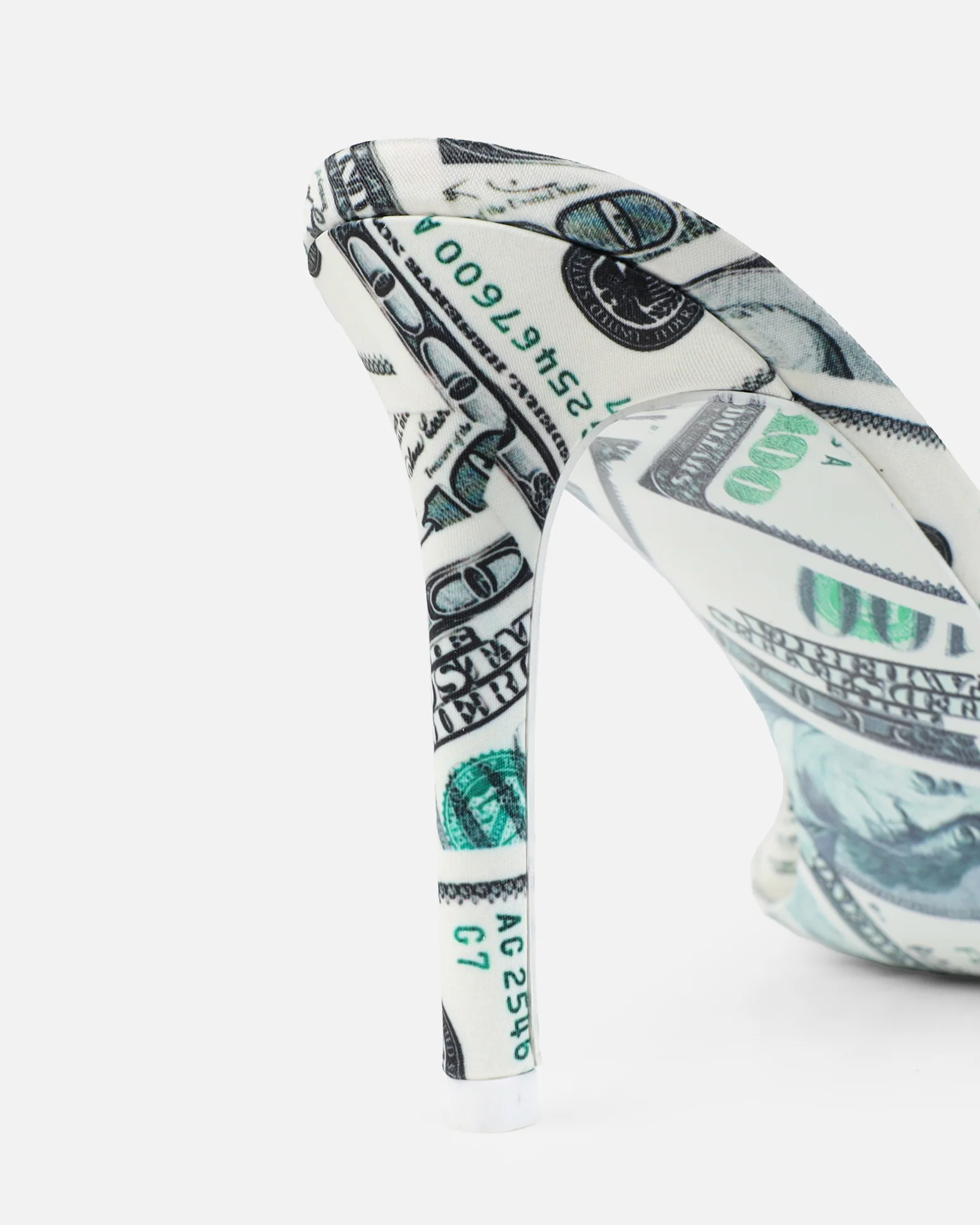 Millionaire Green Dollar Print Perspex Mule Sandals - Image 3