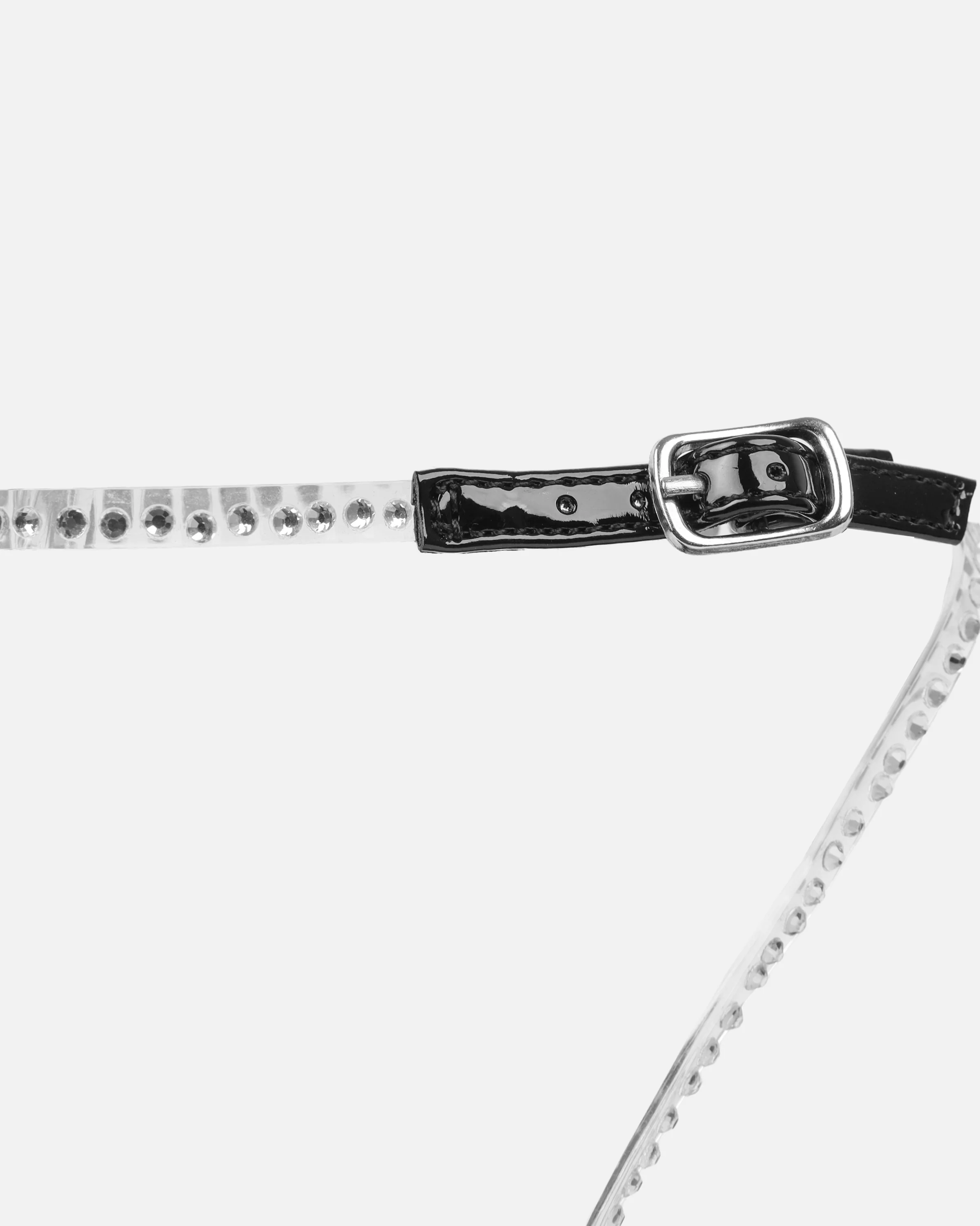 Mimi Black Clear Diamante Low Heeled Sandals - Image 3