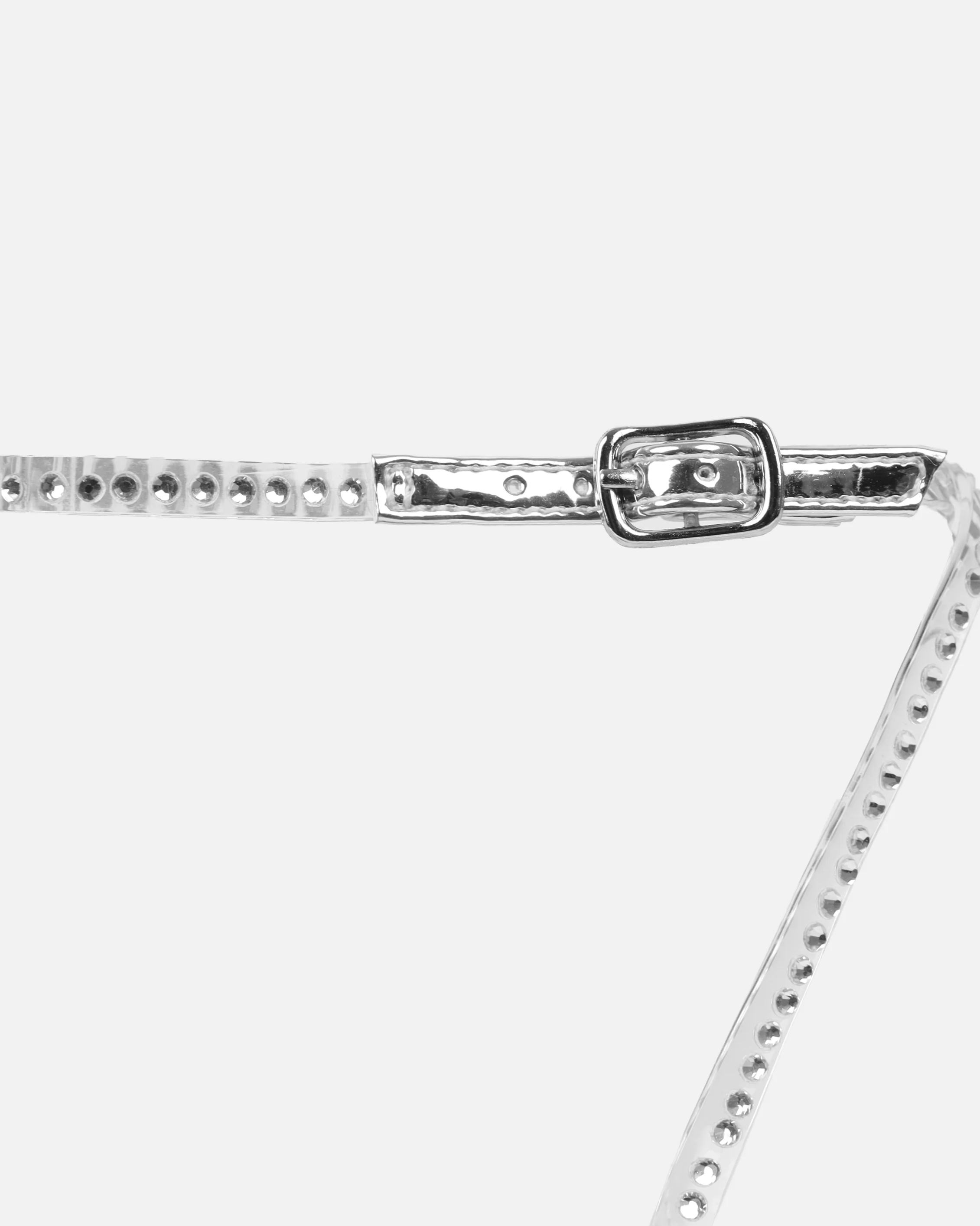 Mimi Silver Clear Diamante Low Heeled Sandals - Image 3