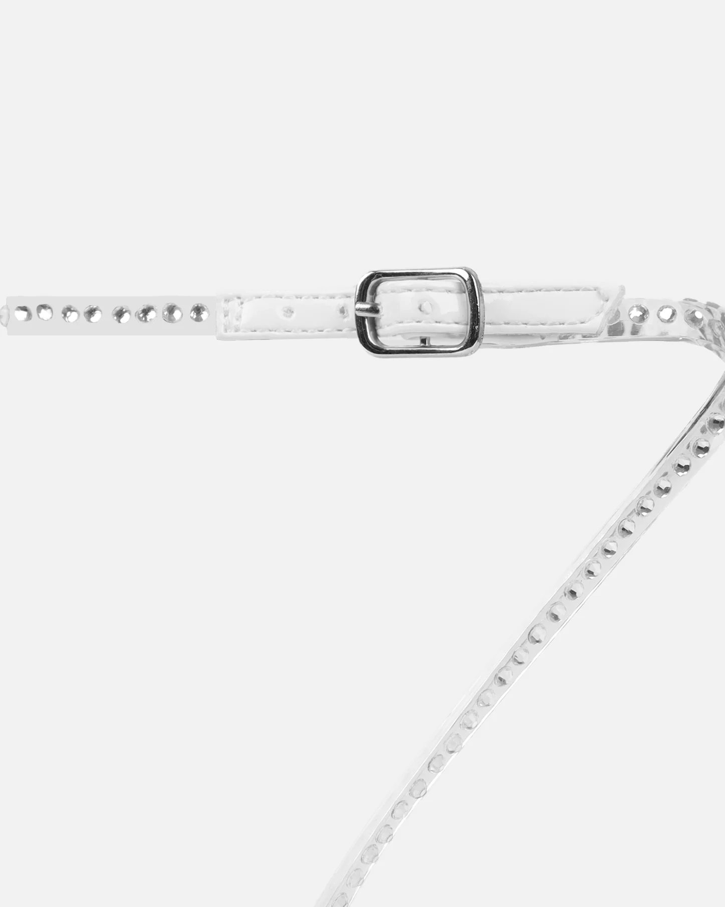 Mimi White Clear Diamante Low Heeled Sandals - Image 3