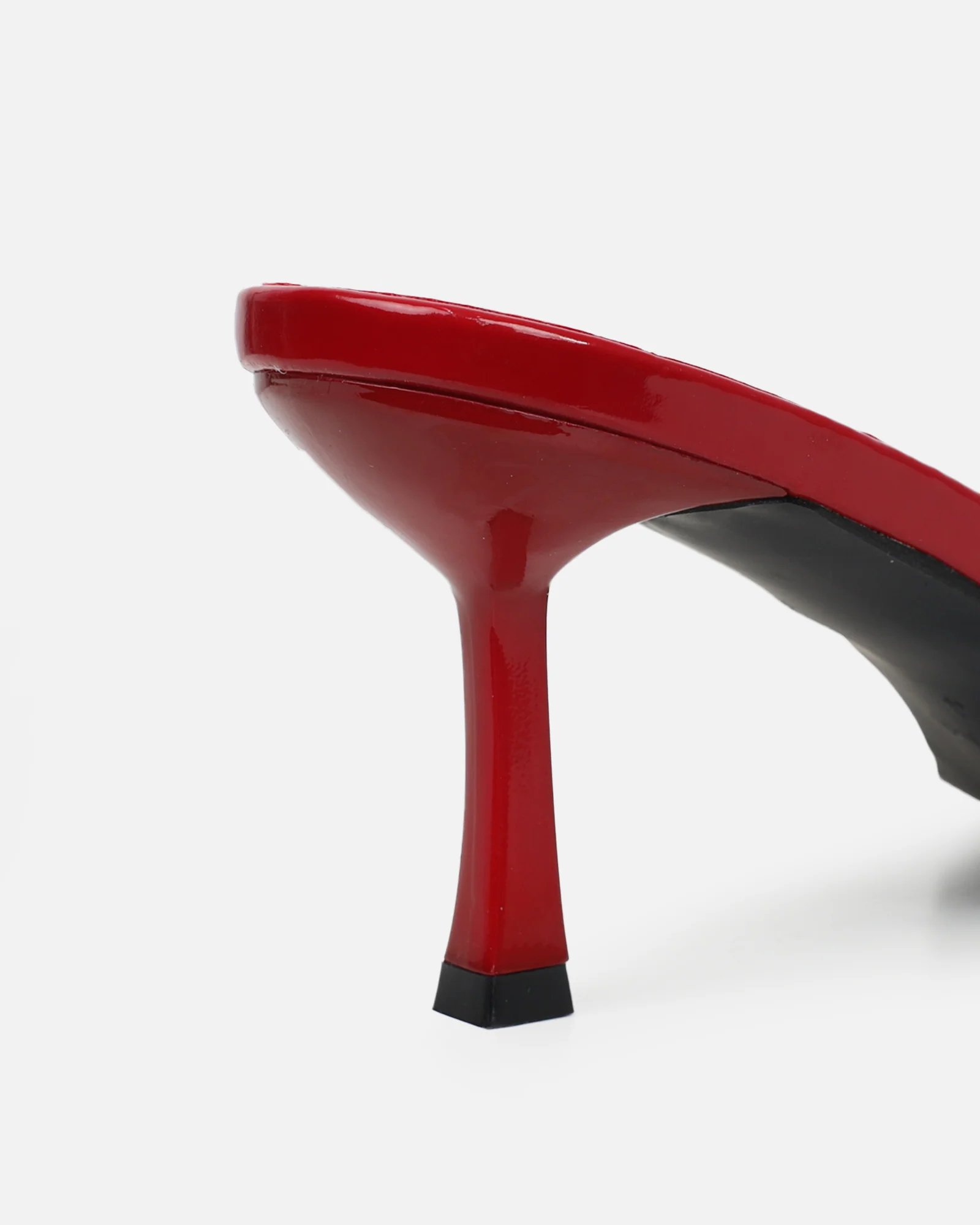 Mines Burgundy Patent Mid Heel Mules - Image 3