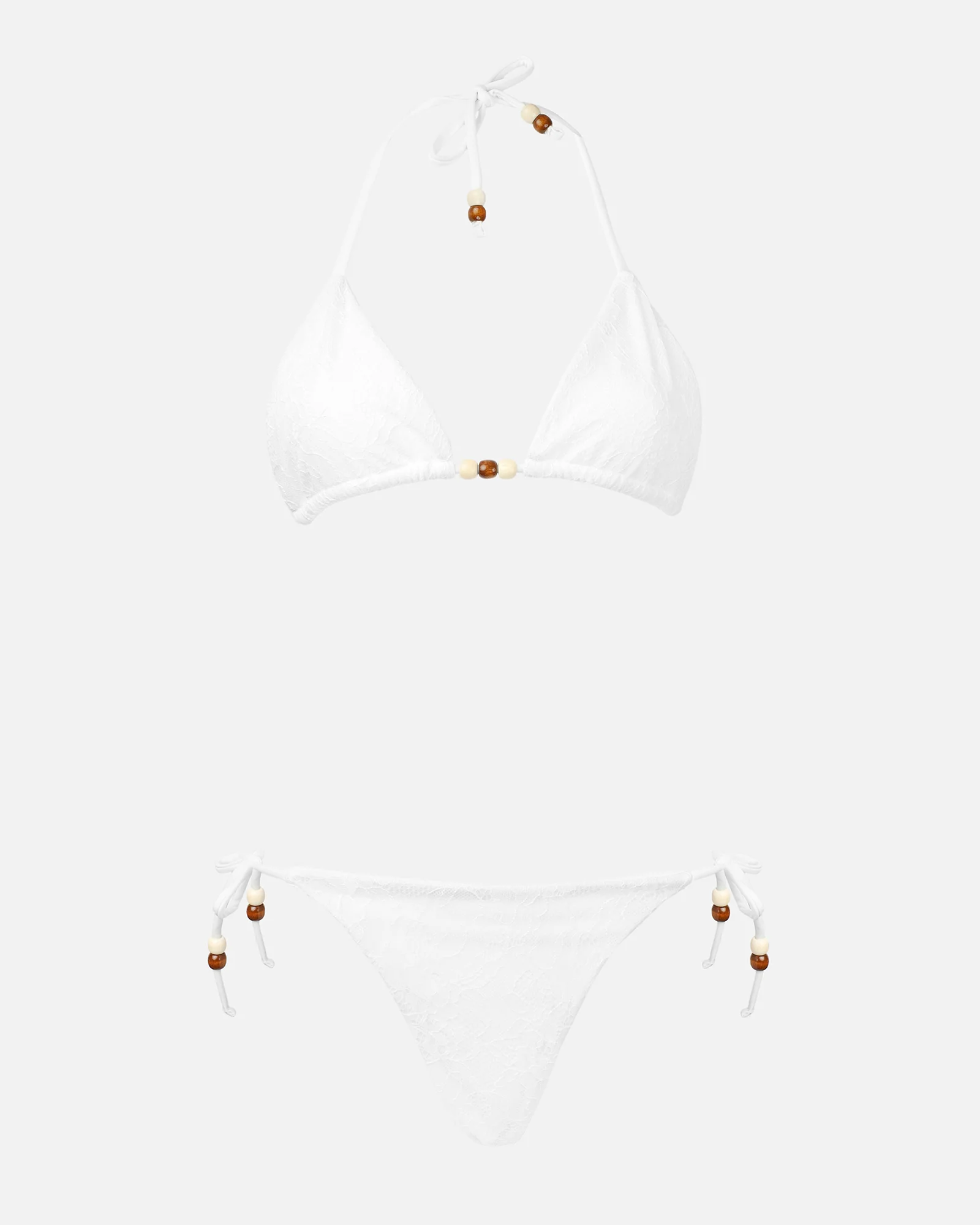 Mira White Lace Beaded Bikini Set - Image 5