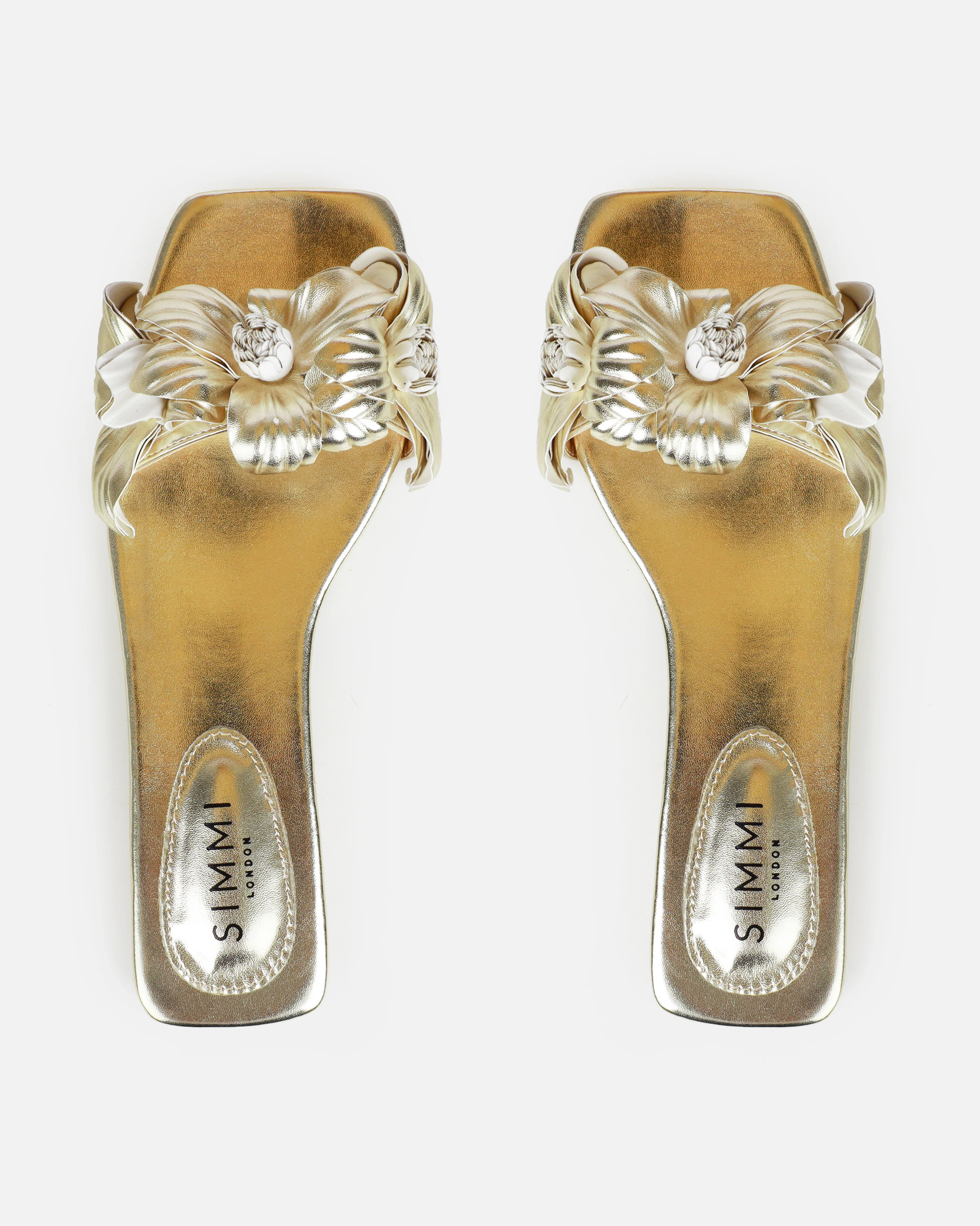 Miray Gold Flower Flat Slides - Image 3