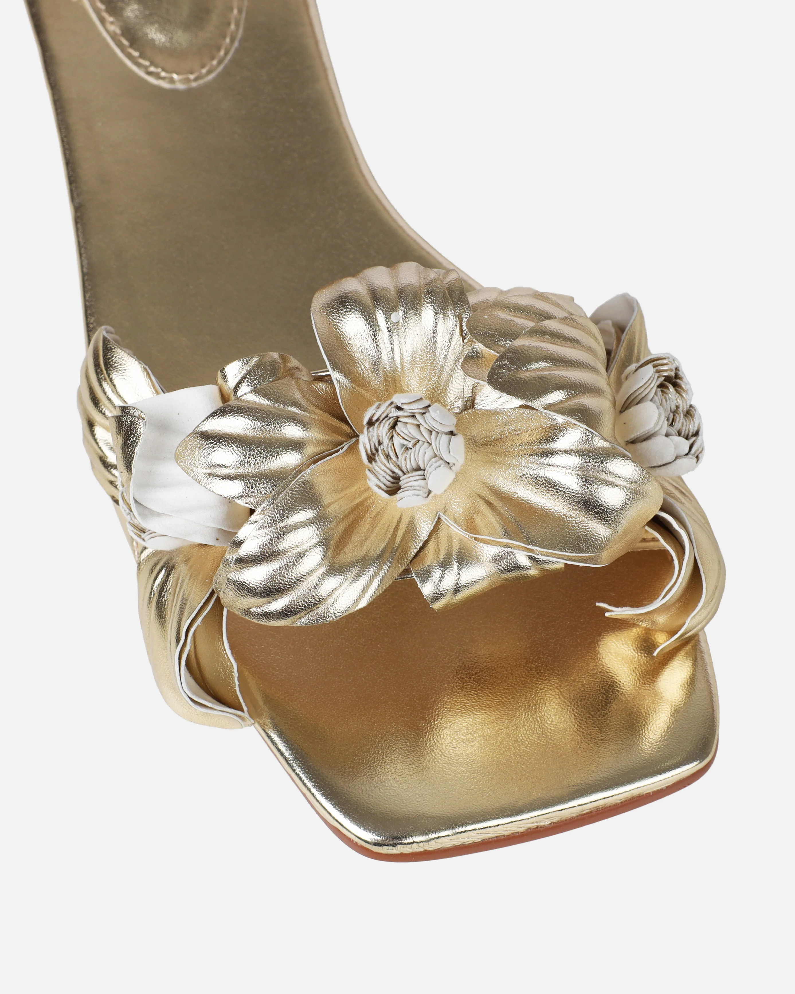 Miray Gold Flower Flat Slides - Image 4