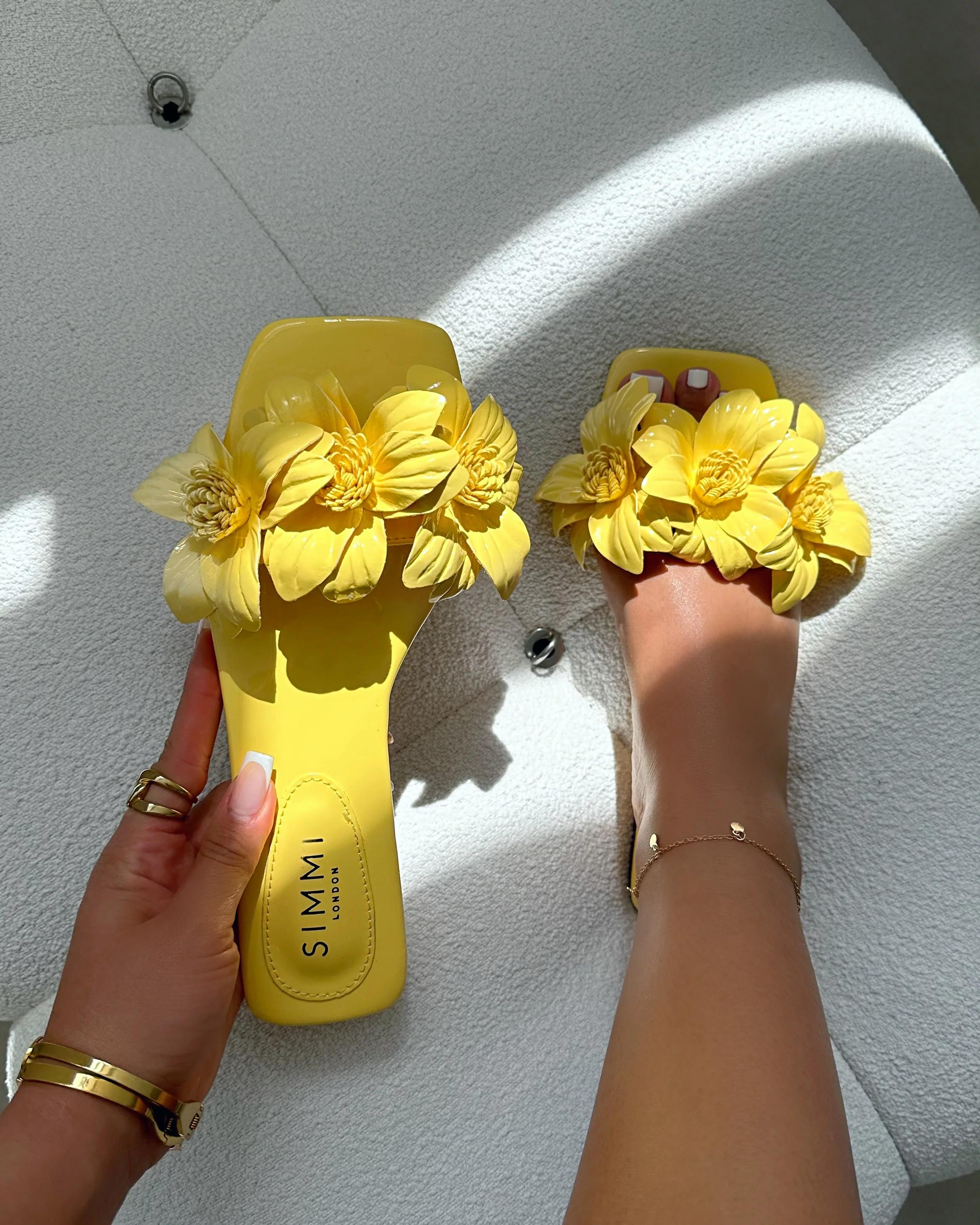 Miray Yellow Flower Flat Slides