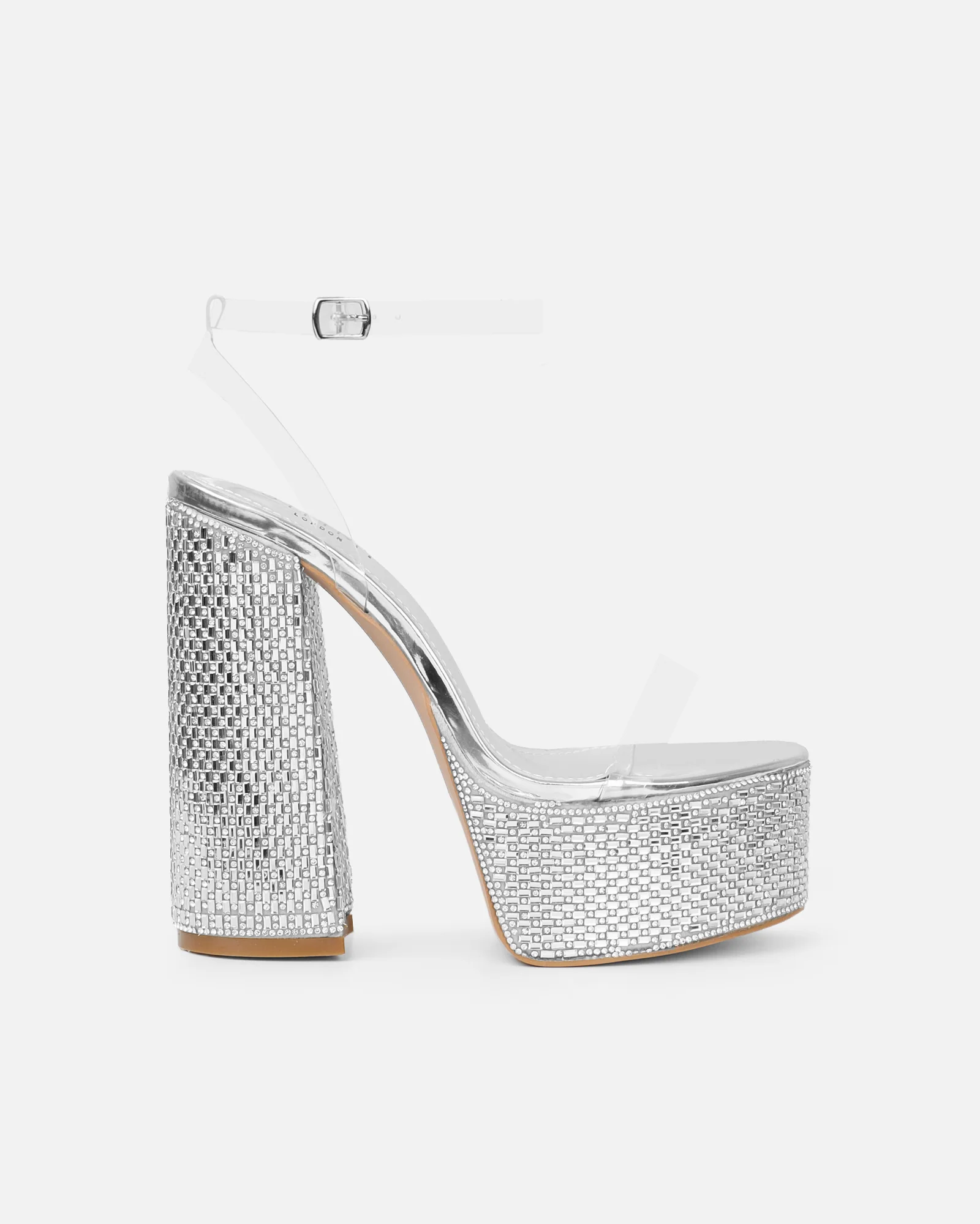 Miriam silver mirror diamante platform sandals - Image 3