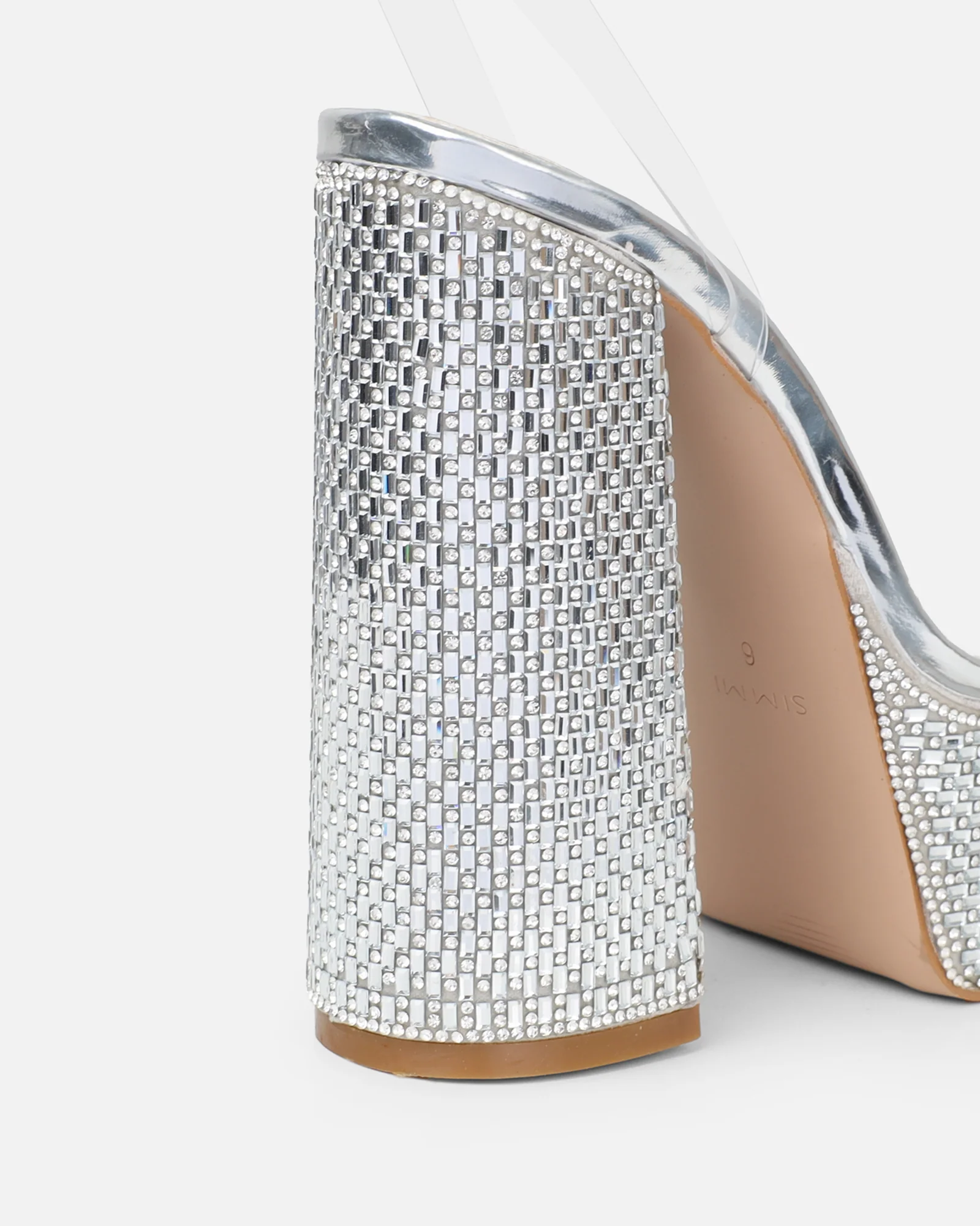 Miriam silver mirror diamante platform sandals - Image 4