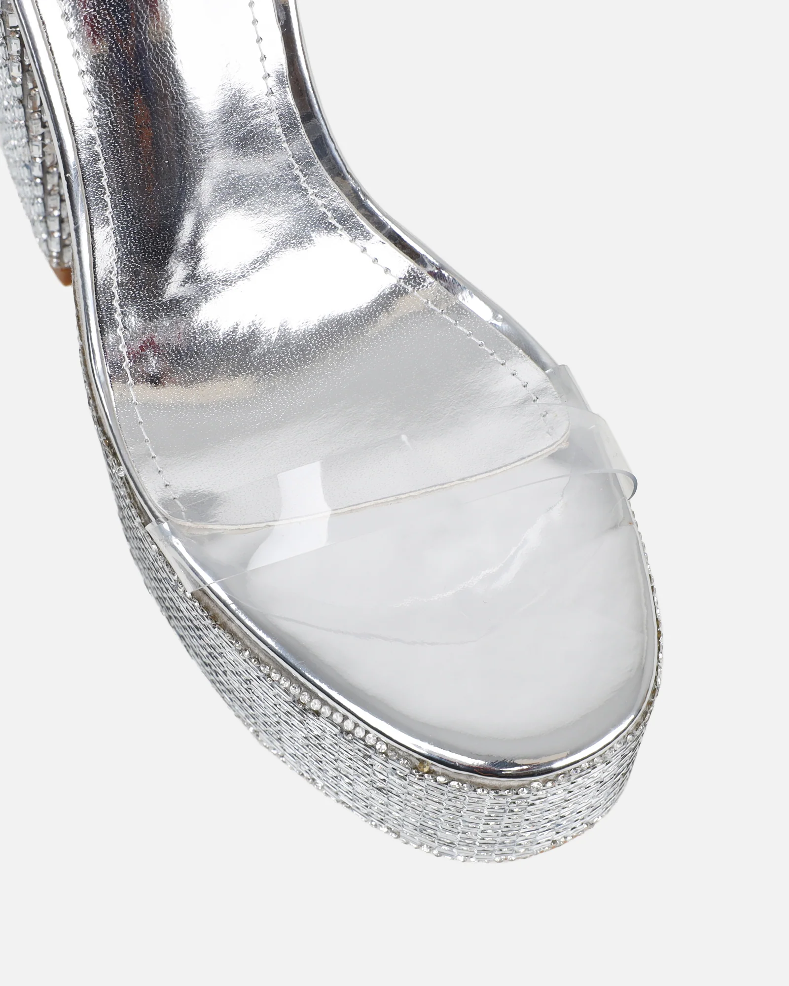 Miriam silver mirror diamante platform sandals - Image 5