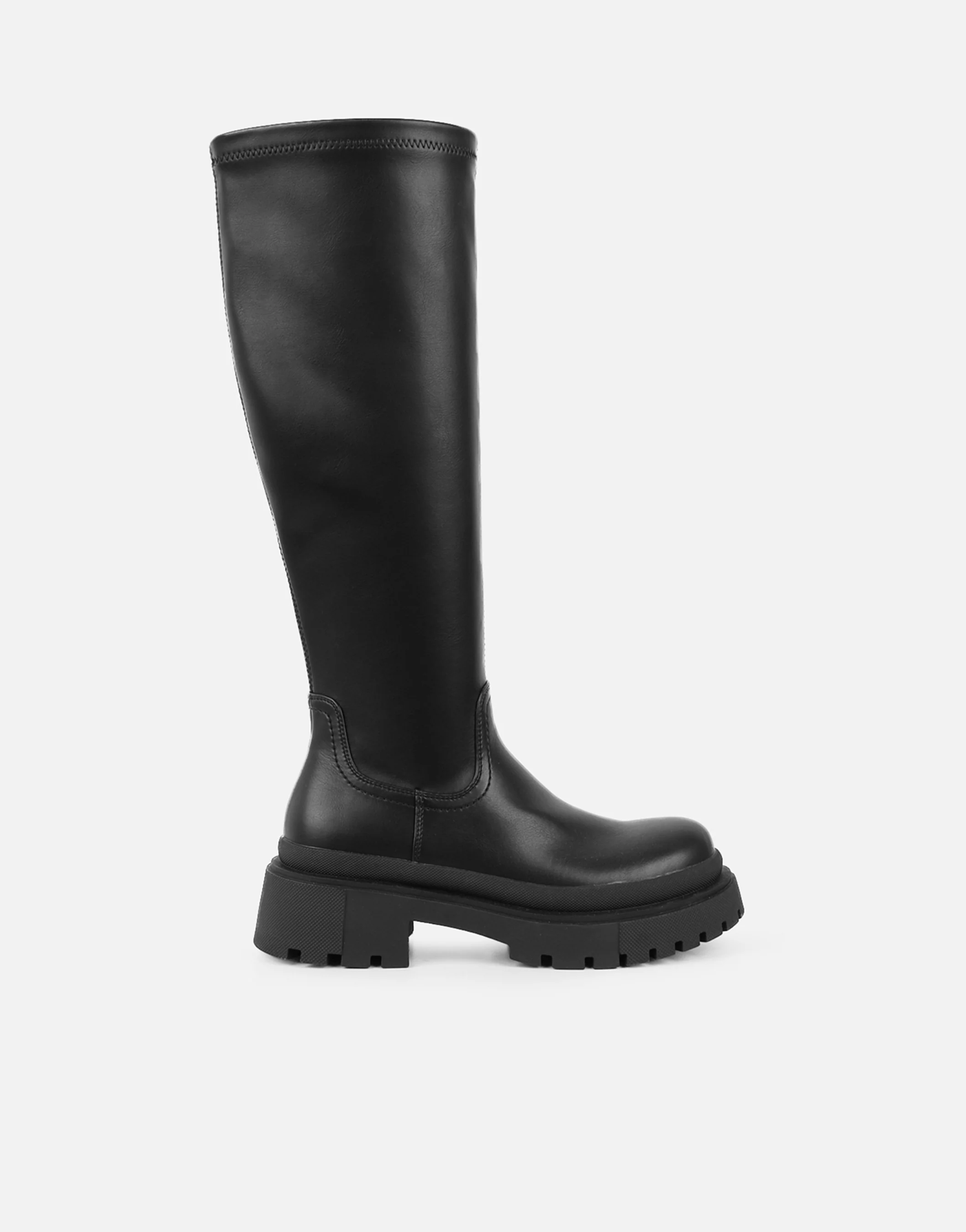 Mon Black Stretch Knee High Chunky Boots - Image 3