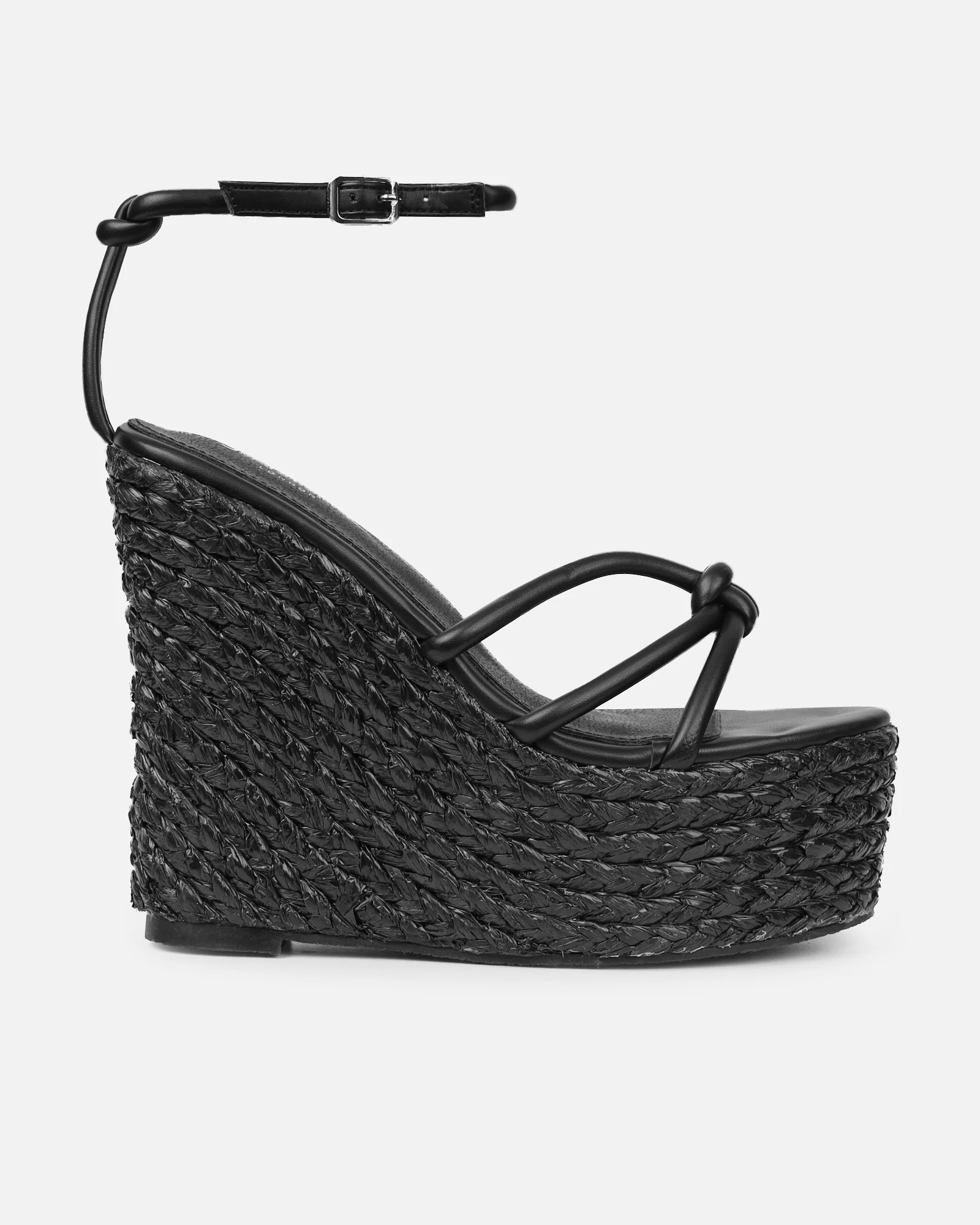 Monii Black Colour Espadrille Wedges - Image 2